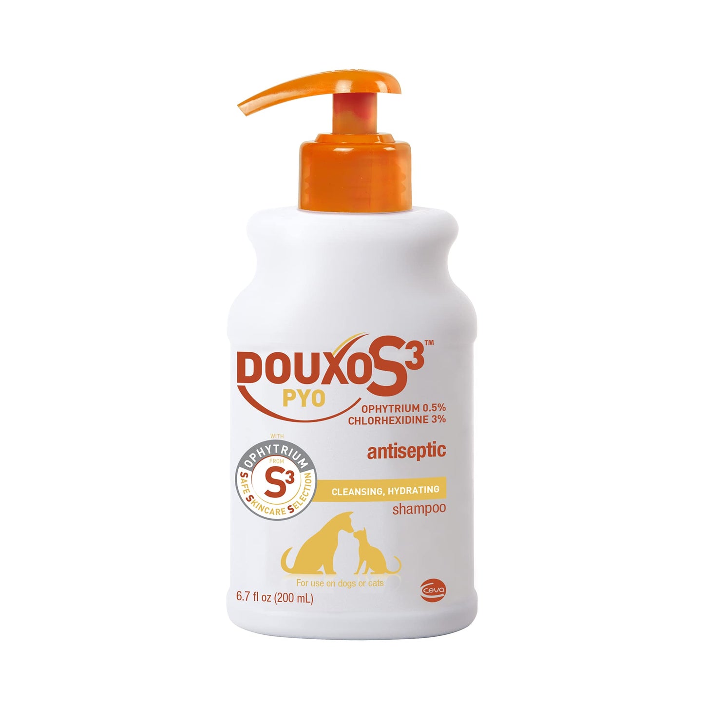 Douxo S3 Pyo Shampoo, Contains 3% Chlorhexidine & 0.5% Ophytrium, Antiseptic & Hydrating, For Bacterial or Yeast Skin Infections, For Dogs and Cats, 6.7 fl. oz. (200mL)