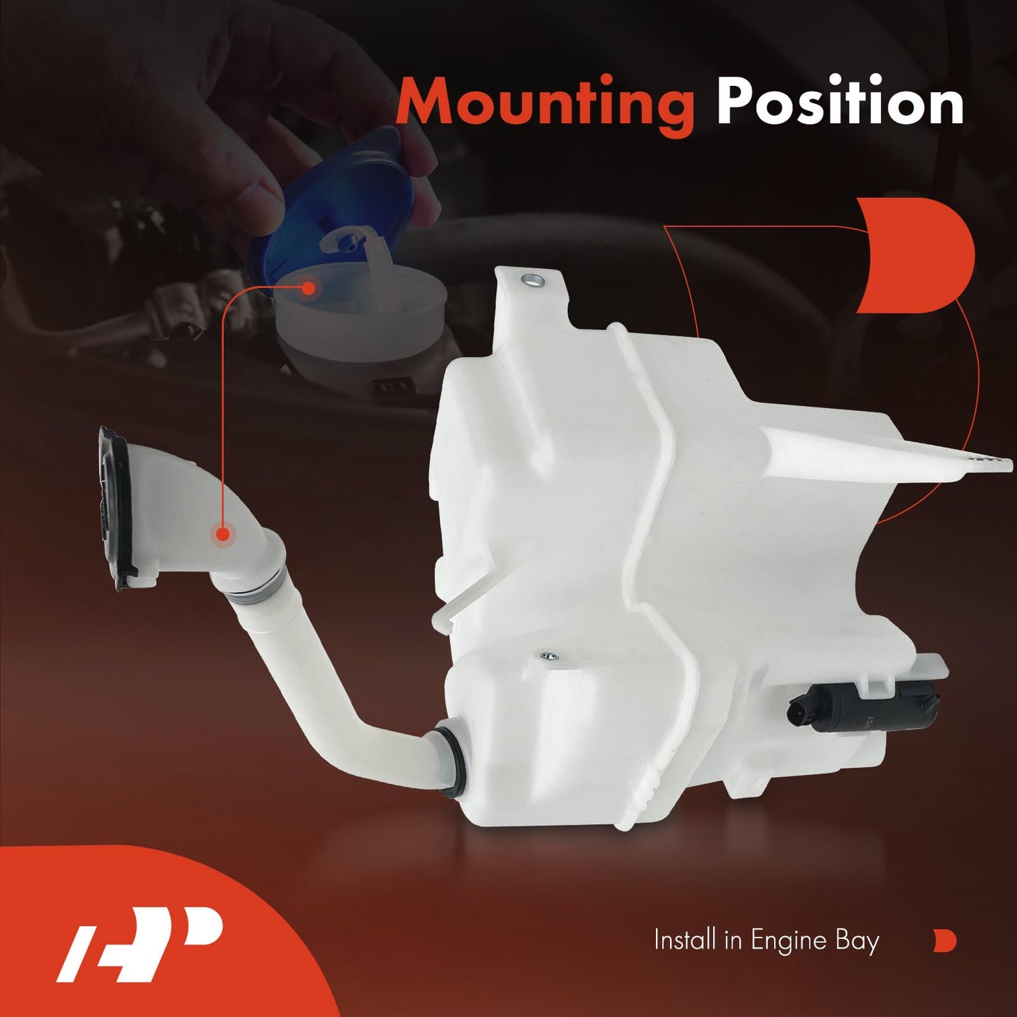 A-Premium Windshield Washer Reservoir Compatible with Select Toyota & Lexus Models - Camry 2018-2022, Avalon 2019-2021, ES350 2019-2022, with (Washer Pump/Filler Neck/Cap/Hose/Fluid Level Sensor)