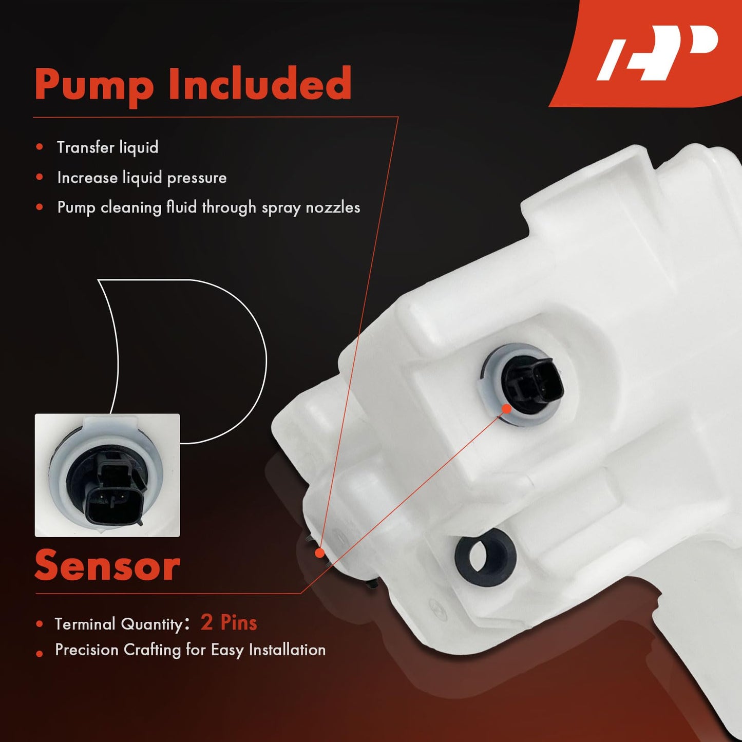 A-Premium Windshield Washer Reservoir Compatible with Select Lexus Models - IS250, IS350, IS F, GS300, GS350, GS430, GS450h, GS460, with (Washer Pump/Cap/Filler Neck/Hose/Bracket/Fluid Level Sensor)