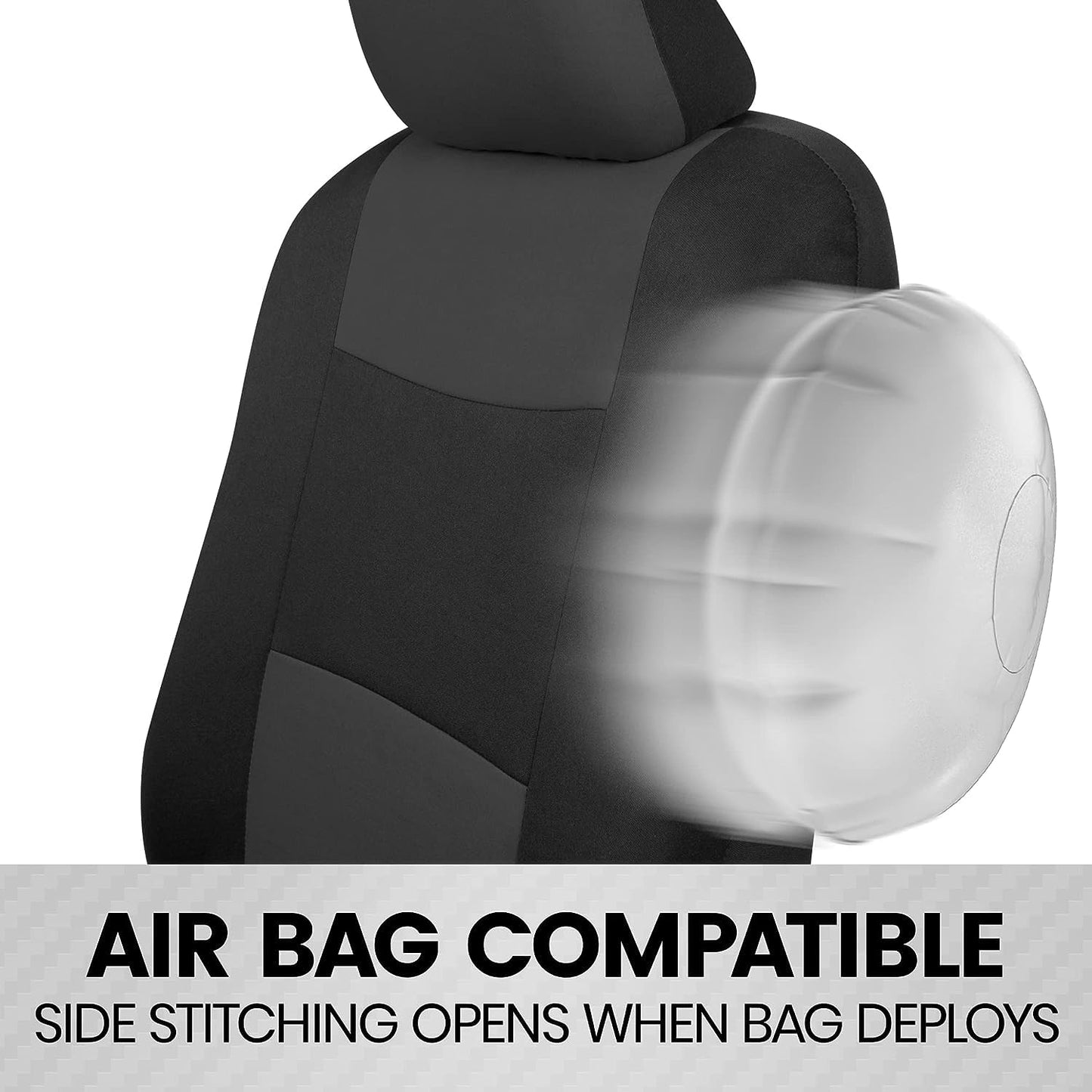 BDK PolyPro 2-Pack Front Car Seat Covers Set in Charcoal/Black - Front Seat Covers for Cars Trucks Vans SUVs Sedans, Easy to Install Front Car Seat Cover Protection, Universal Fit Car Accessories
