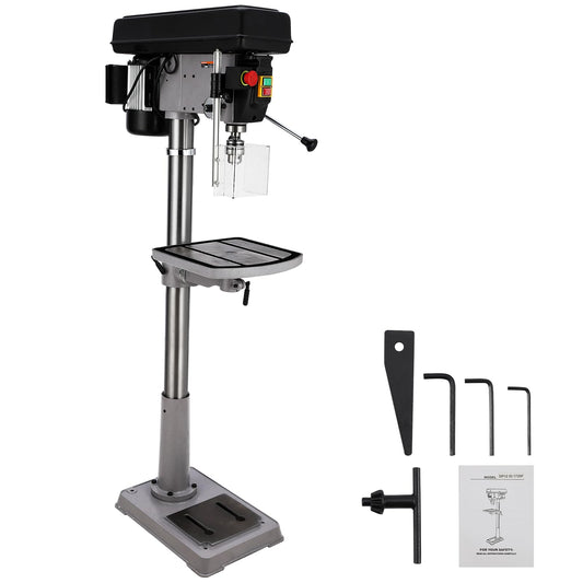 17 in Floor Drill Press with Swing-away Safety Guard, 12 Amp 120V Pure Copper Motor, 200-3630 RPM 16 Variable Speed, 0-45° Tilting Worktable, Tabletop Drilling Machine for Wood Metal