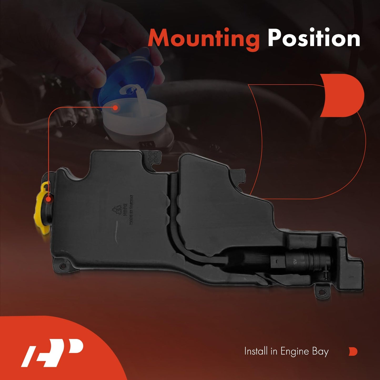 A-Premium Windshield Washer Reservoir Compatible with Select Dodge & Ram Models - 1500 2500 3500 2011-2018, Ram 1500 2500, with Cap/Washer Pump/Hose/Fluid Level Sensor/Bracket