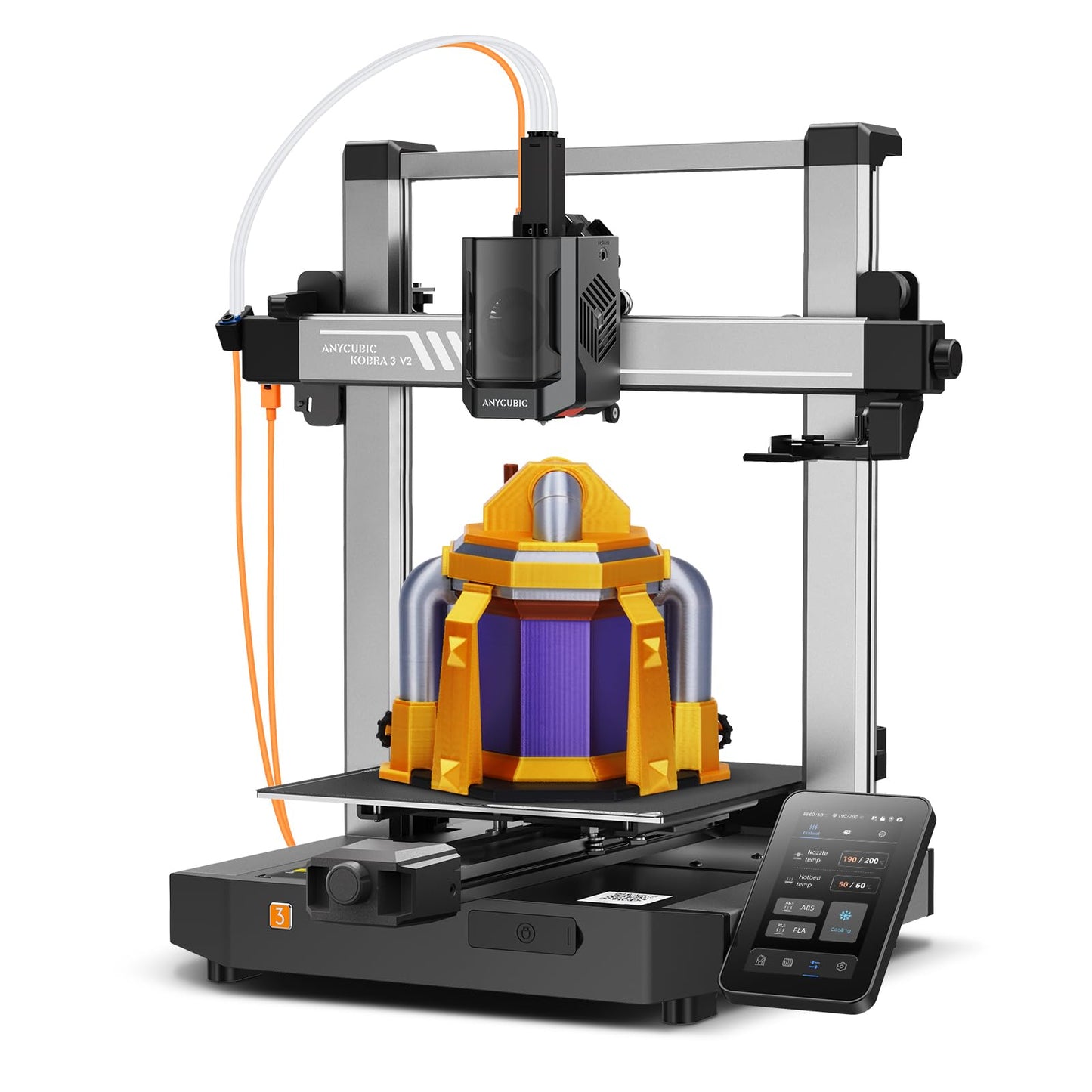 Anycubic Kobra 3 V2 3D Printer Only, Support Multi-Color 3D Printing Need with Additional Anycubic ACE Pro, Max 600mm/s High Speed, Built-in Camera Higher Precision Higher Success Rates 255×255×260mm