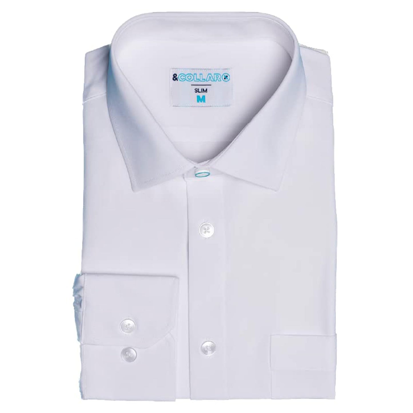 &COLLAR Slim Fit Long Sleeve Performance Men's Dress Shirt White M