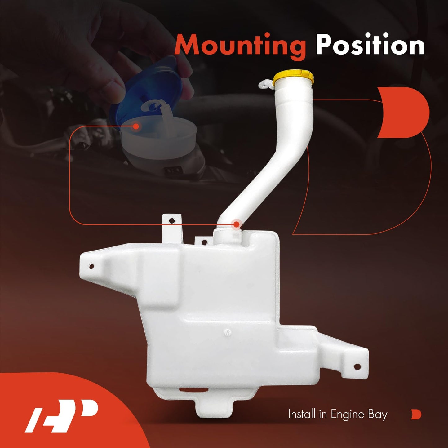 A-Premium Windshield Washer Fluid Reservoir Tank Assembly Compatible with Subaru Impreza 2014-2017, Crosstrek 2016-2017, XV Crosstrek 2014-2015 - with Pump & Cap & Sensor, Replace Part 86631FJ420