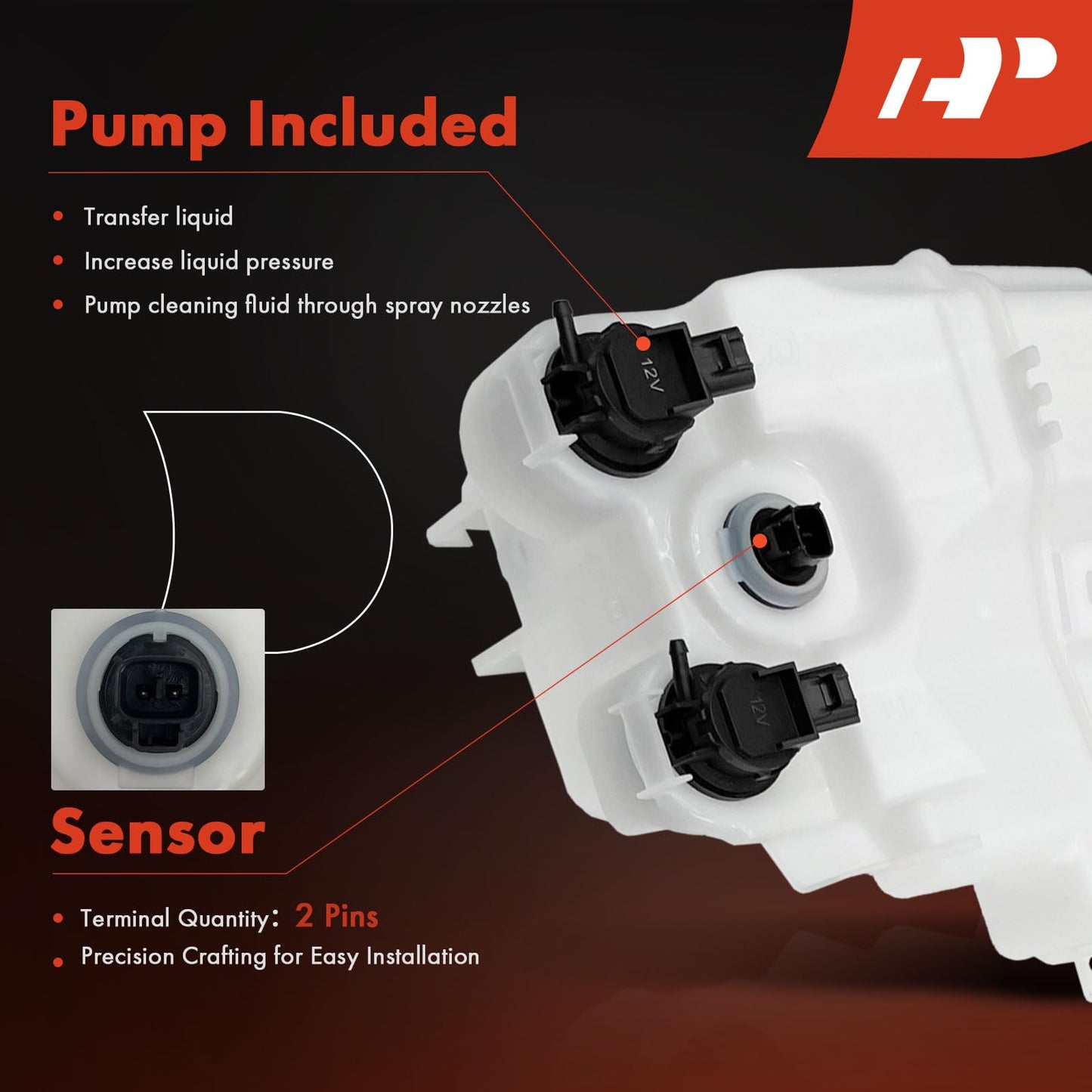 A-Premium Windshield Washer Reservoir Compatible with Select Lexus Models - RX350 2010-2015, with (Cap/Washer Pump/Hose/Filler Neck/Fluid Level Sensor/Bracket) - Replace# 14863342, 853150E040