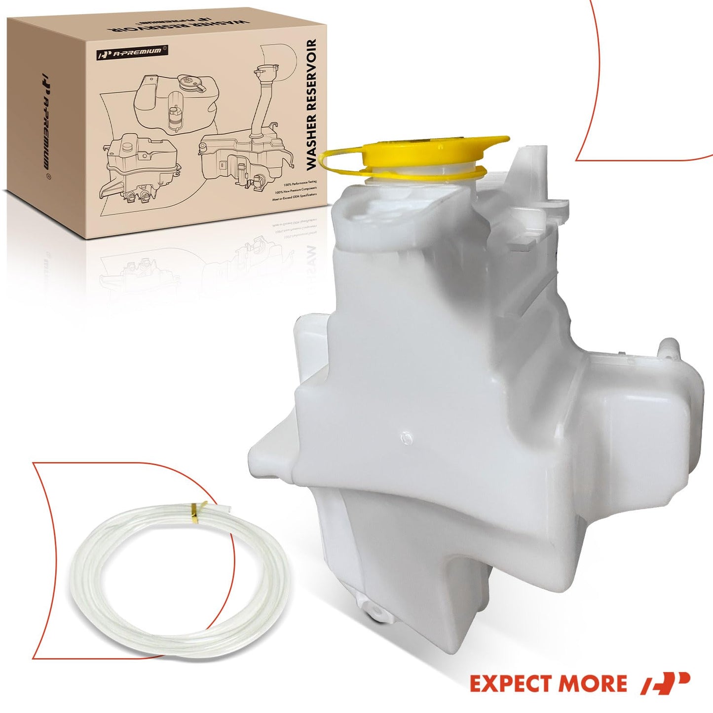 A-Premium Windshield Washer Reservoir Tank Assembly Compatible with Jeep JL Series Wrangler 2018-2024, JT Series Gladiator 2020-2023 - with Washer Pump & Cap & Fluid Level Sensor