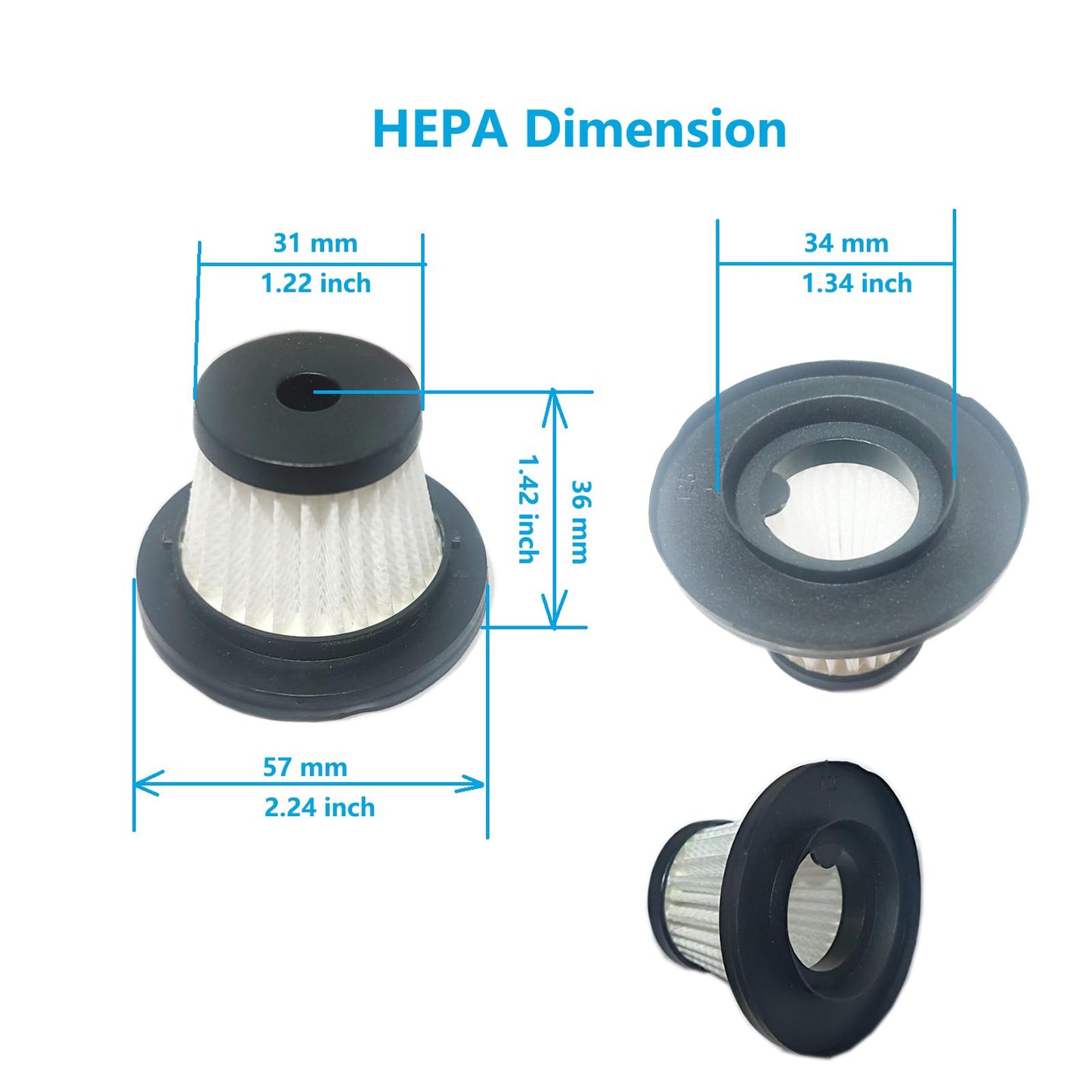 4 Pack Vacuum Filter Replacement Compatible with JONYJ LT-135, EYYA 135, Opinta LT-126 Car Vacuum, and Sweetone, AX2V, AHNR Handheld Vacuum Related.