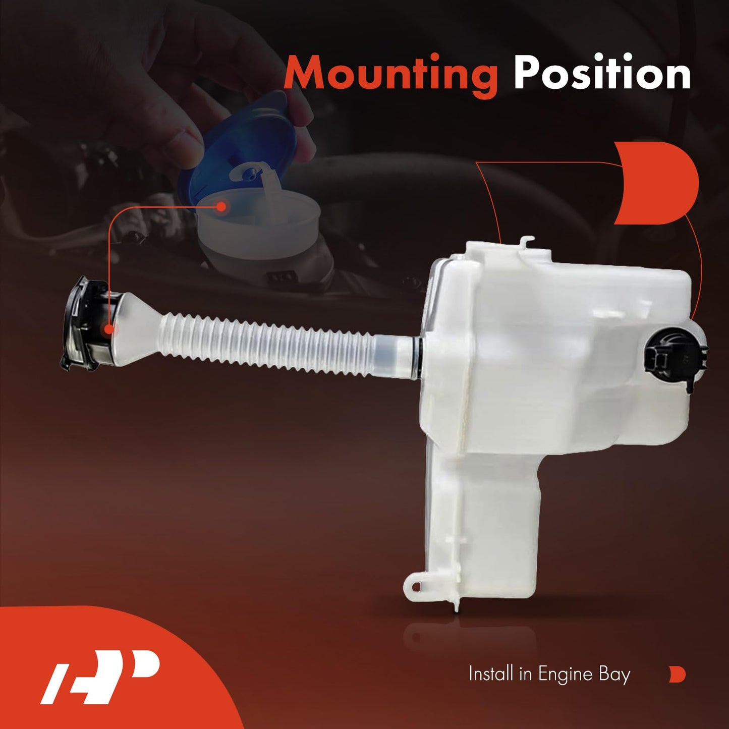 A-Premium Windshield Washer Fluid Reservoir Tank Assembly Compatible with Lexus IS F 2008-2014, IS250, IS350, GS300, GS350, GS450h, GS430, GS460 - with Cap & Pump & Sensor & Filler Neck