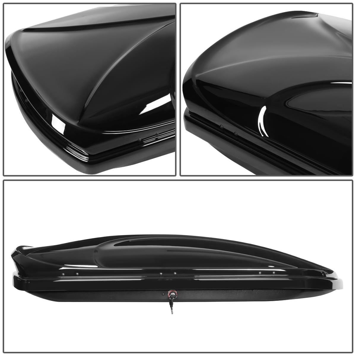12.5 cu. ft. Rooftop Cargo Box and 120cm Adjustable Aluminum Roof Rail Cross Bars with Lock and Keys Included 67" L x 30" W x 13" H Hard Shell Waterproof Car Roof Luggage Carrier