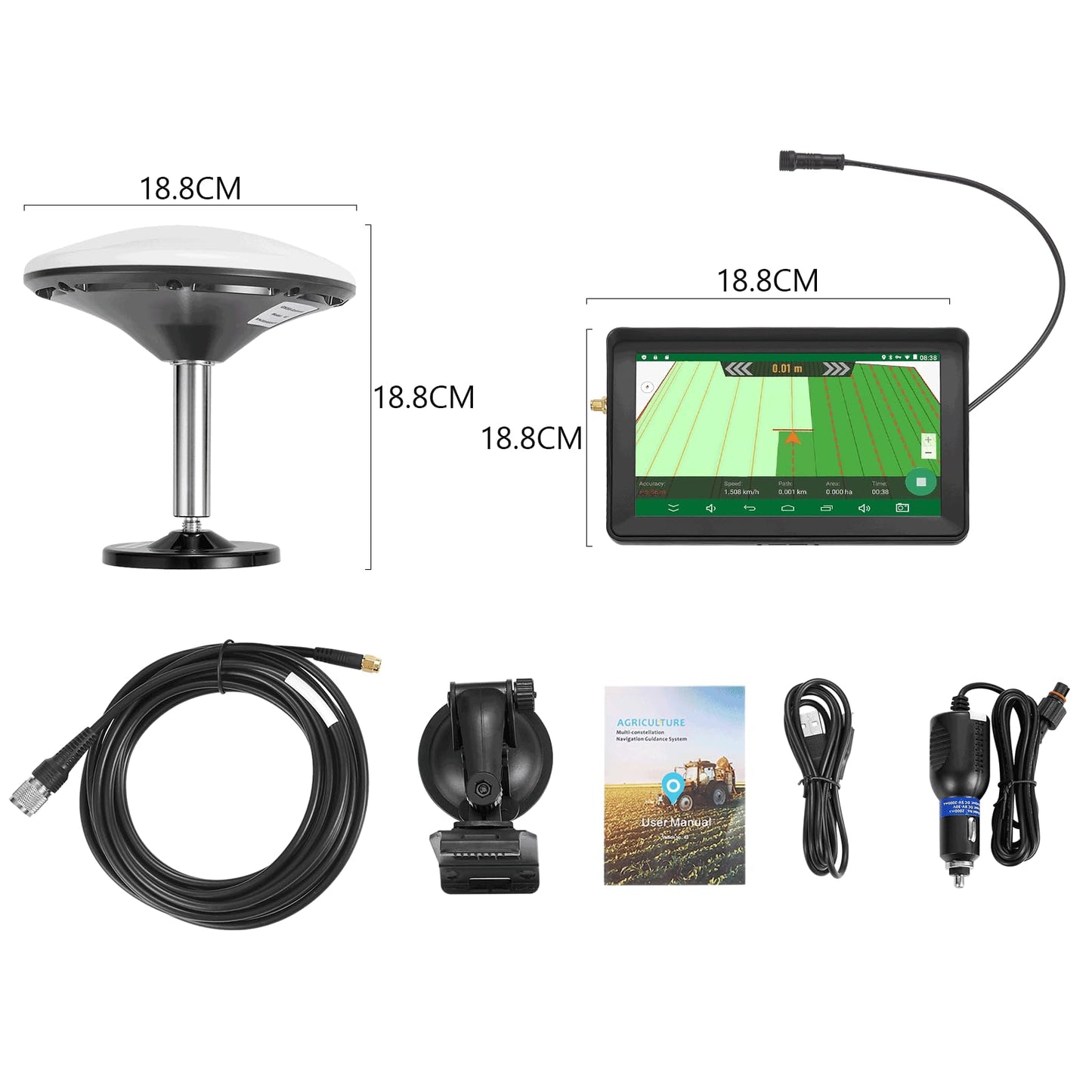 7-inch Tractor GPS Navigator for Agriculture, High-Accuracy GNSS Agricultural Navigator for Precision Farming – GPS Guidance System for Spraying, Plowing, and Sowing with Automatic Positioning