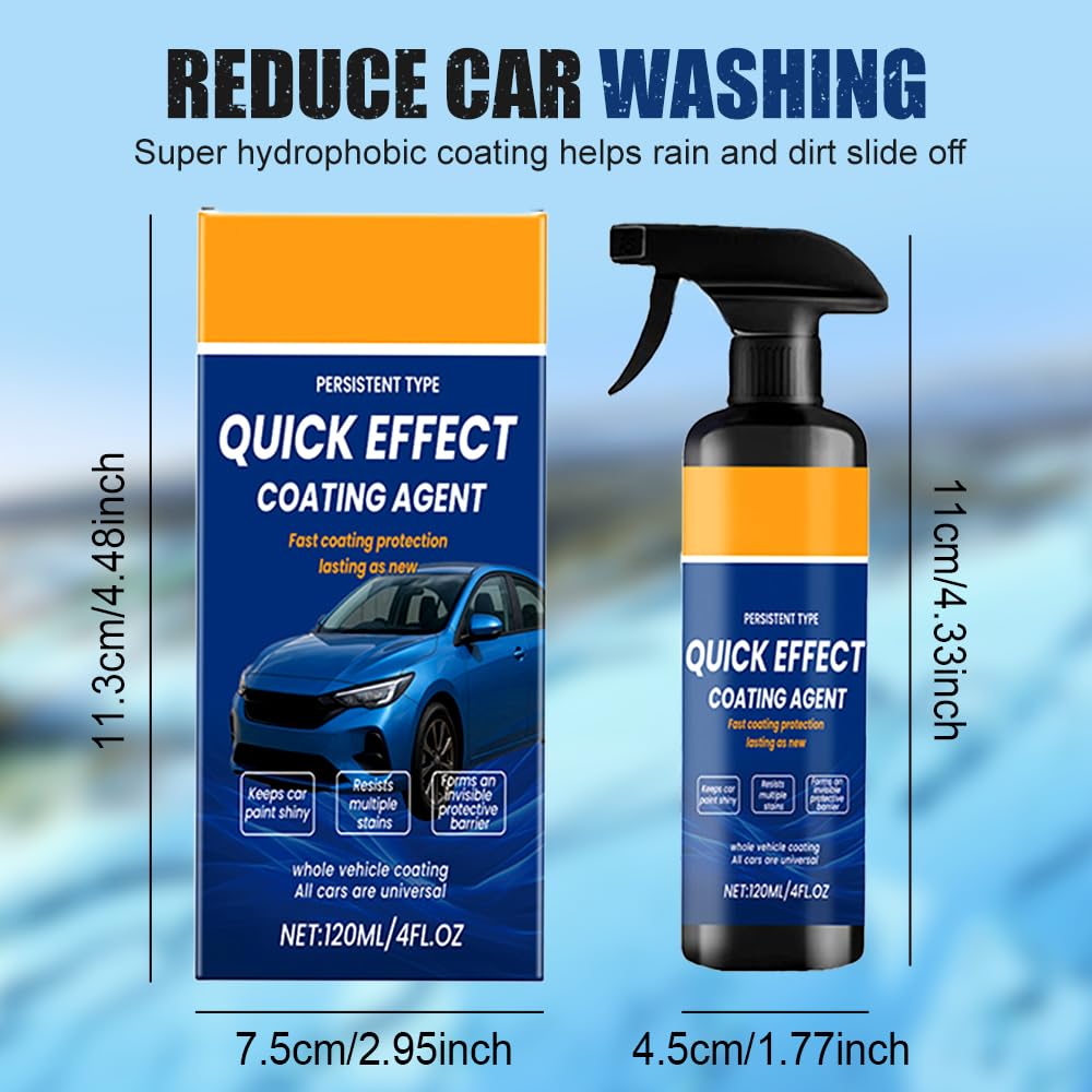 2025 New Advanced Car Quick-acting Coating Agent Spray, Car Coating Sprays, Quick Effect Cars Scratch Wax Polish Spray, Waterless Wash, Oil Film Emulsion Glass Cleaner(1pcs, 4.06FL Oz)