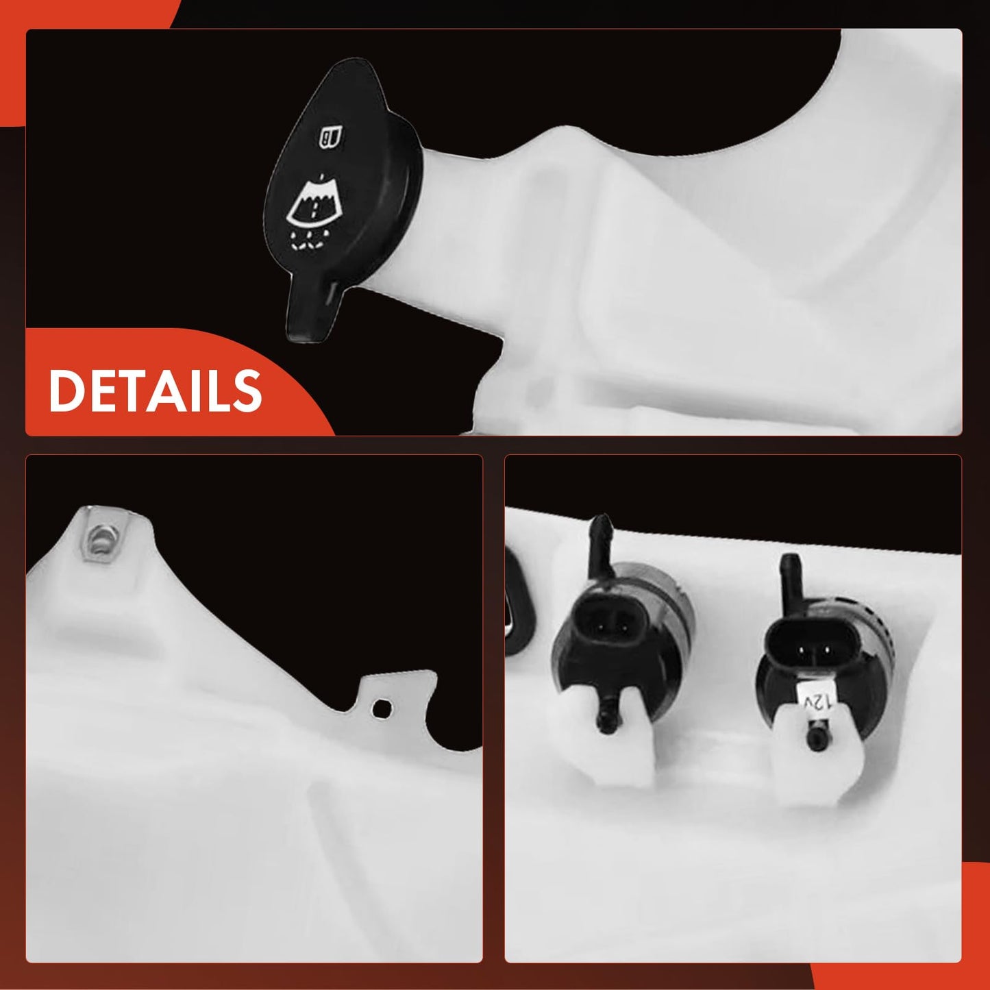 A-Premium Windshield Washer Reservoir Tank Assembly Compatible with Chevrolet Trailblazer & GMC Envoy & Buick Rainier & Oldsmobile Bravada & Saab 9-7x - with Cap & Washer Pump & Fluid Level Sensor