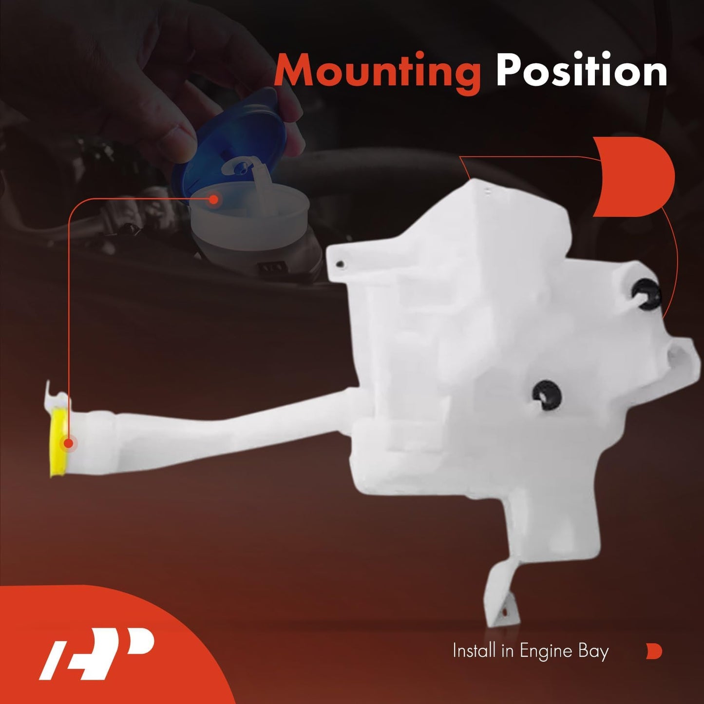 A-Premium Windshield Washer Fluid Reservoir Tank Assembly Compatible with Subaru Impreza 2015-2017, Crosstrek 2016-2017, XV Crosstrek 2015 - with Cap & Sensor, Replace Part 86631FJ420