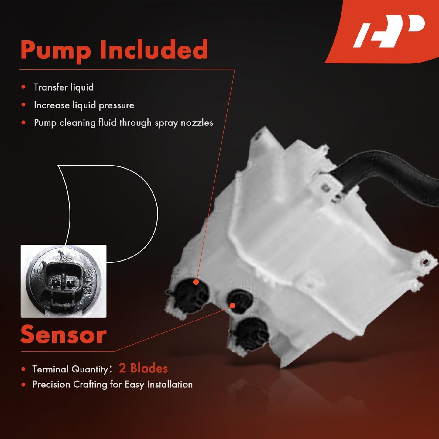 A-Premium Windshield Washer Reservoir Tank Assembly Compatible with Lexus RX450H 2010-2015 - with & Pump & Fluid Level Sensor & Filler Neck & Cap (Japan Built Models Only)