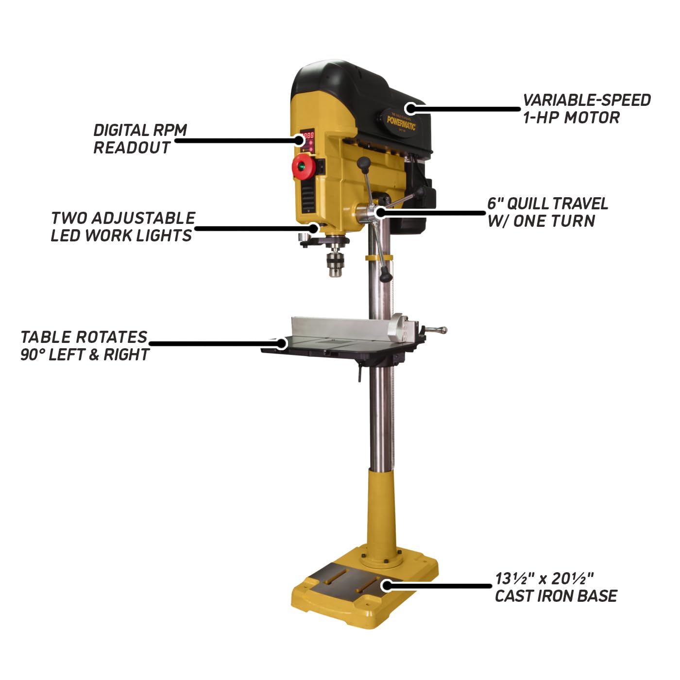 Powermatic 18-Inch Floor Drill Press, Variable Speed, 1 HP, 115/230V 1Ph (Model PM2800B)