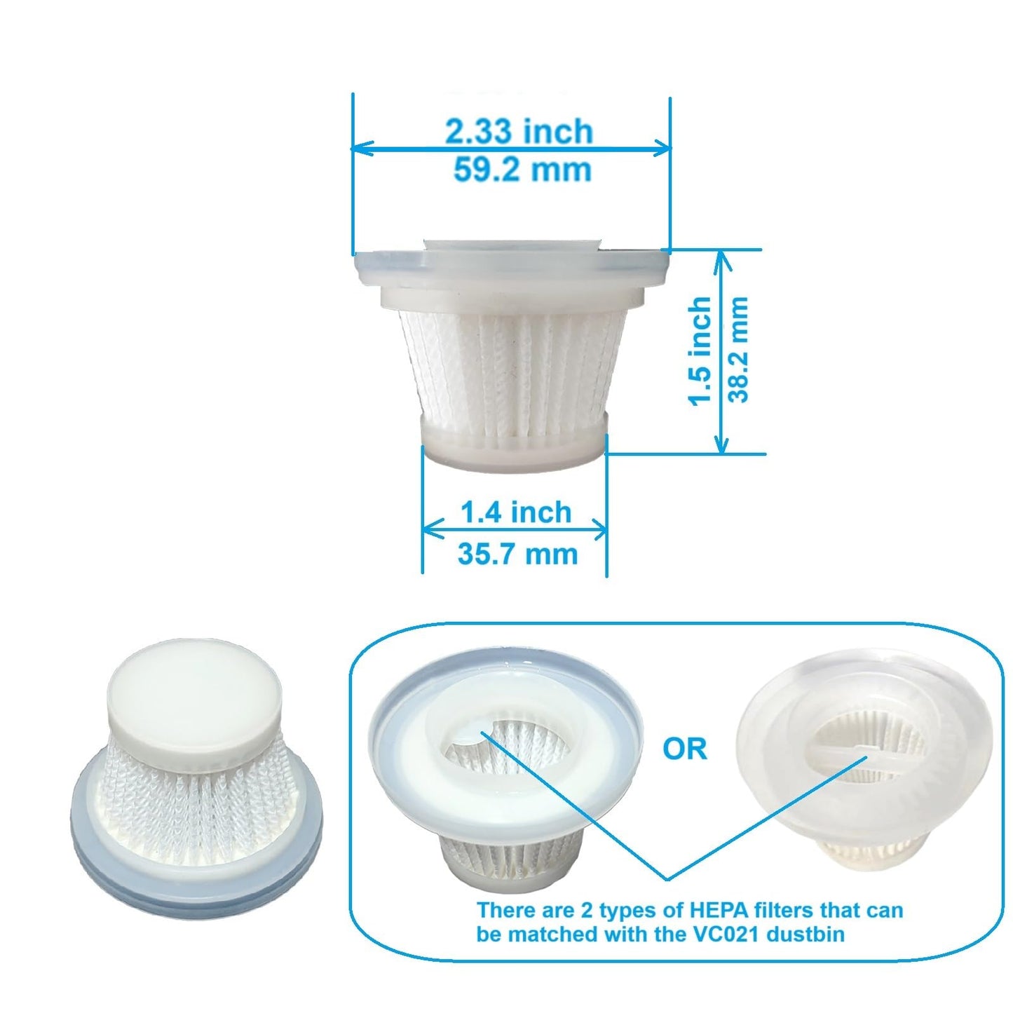 6Pack Hepa Filters Replacement Compatible with Drecell VC021 Car Vacuum Cleaner, and autozen M4 Car Vacuum. Washable and Reusable Hepa Filters Works with Drecell Car Vacuum.