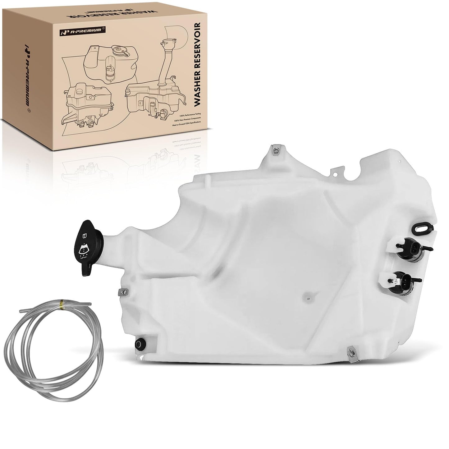 A-Premium Windshield Washer Reservoir Tank Assembly Compatible with Chevrolet Trailblazer & GMC Envoy & Buick Rainier & Oldsmobile Bravada & Saab 9-7x - with Cap & Washer Pump & Fluid Level Sensor