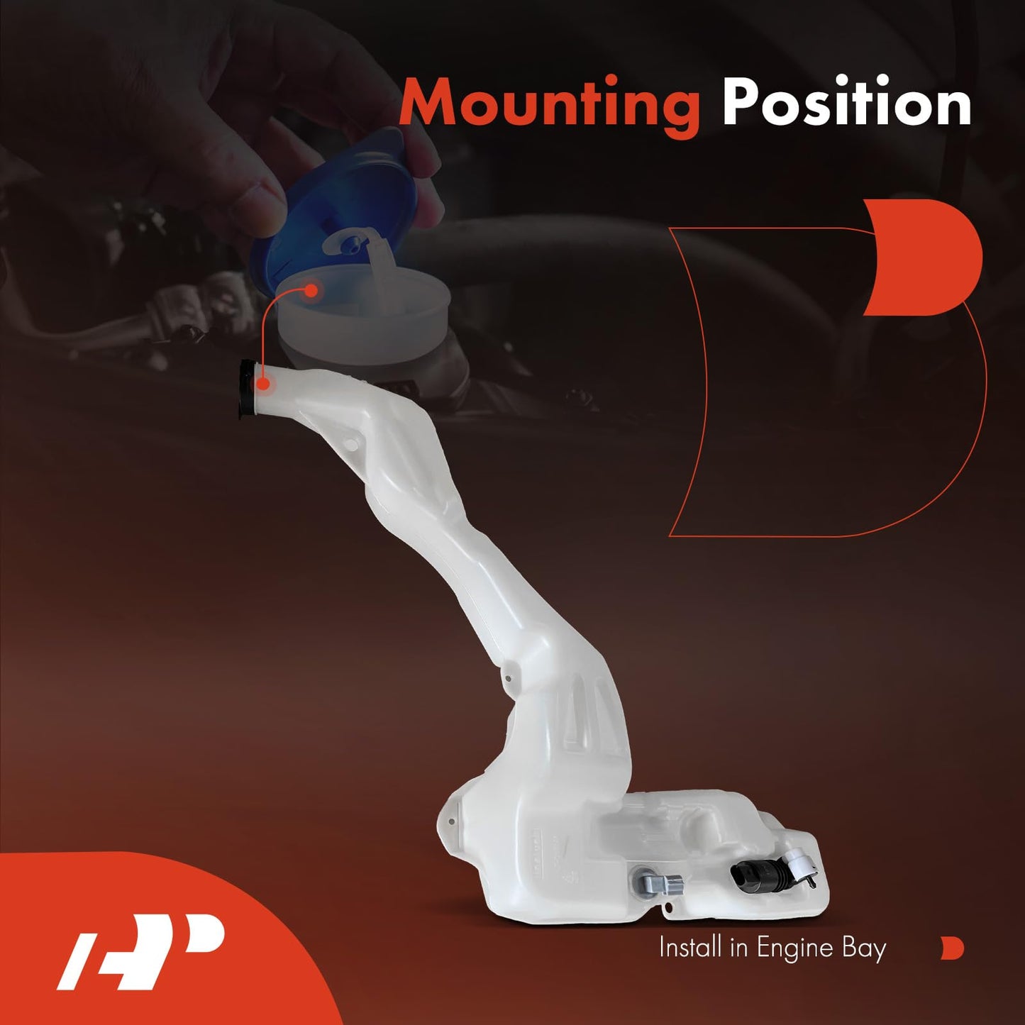 A-Premium Windshield Washer Reservoir Tank Assembly Compatible with Chevrolet Equinox & GMC Terrain, 2023 2024 - with Washer Pump & Cap & Fluid Level Sensor