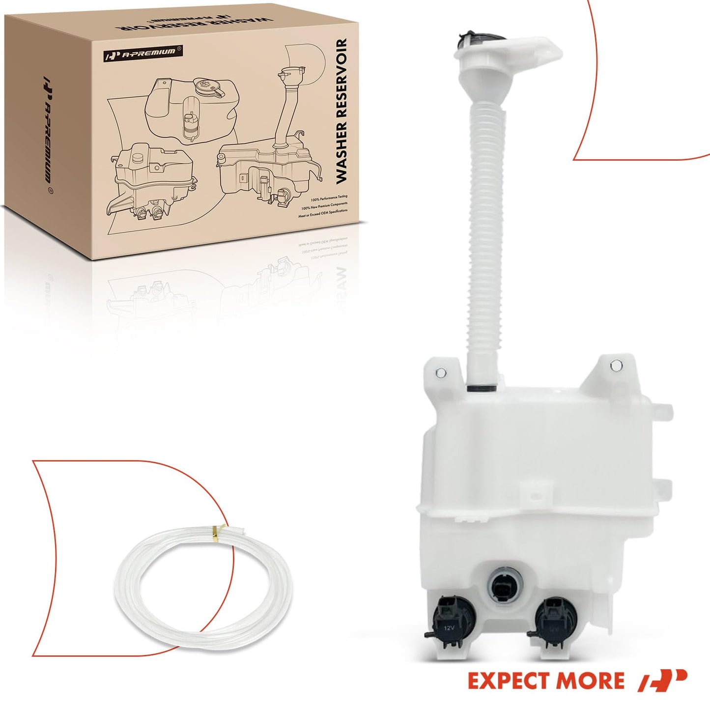 A-Premium Windshield Washer Reservoir Compatible with Select Lexus Models - RX350 2010-2015, with (Cap/Washer Pump/Hose/Filler Neck/Fluid Level Sensor/Bracket) - Replace# 14863342, 853150E040