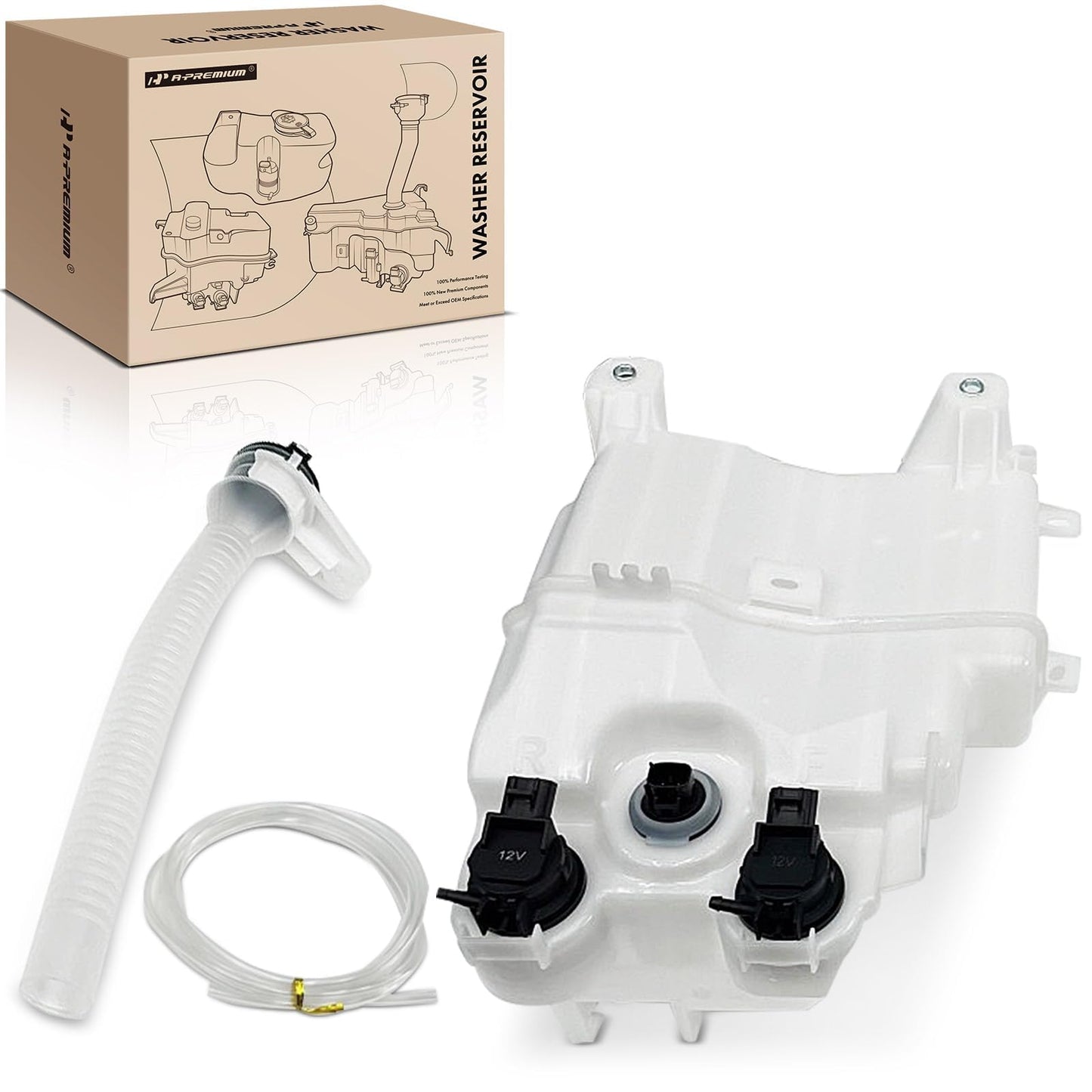 A-Premium Windshield Washer Reservoir Compatible with 2010-2015 Lexus RX350, with (Cap/Washer Pump/Hose/Filler Neck/Fluid Level Sensor/Bracket), Replace# 14915292, 853150E030PFM