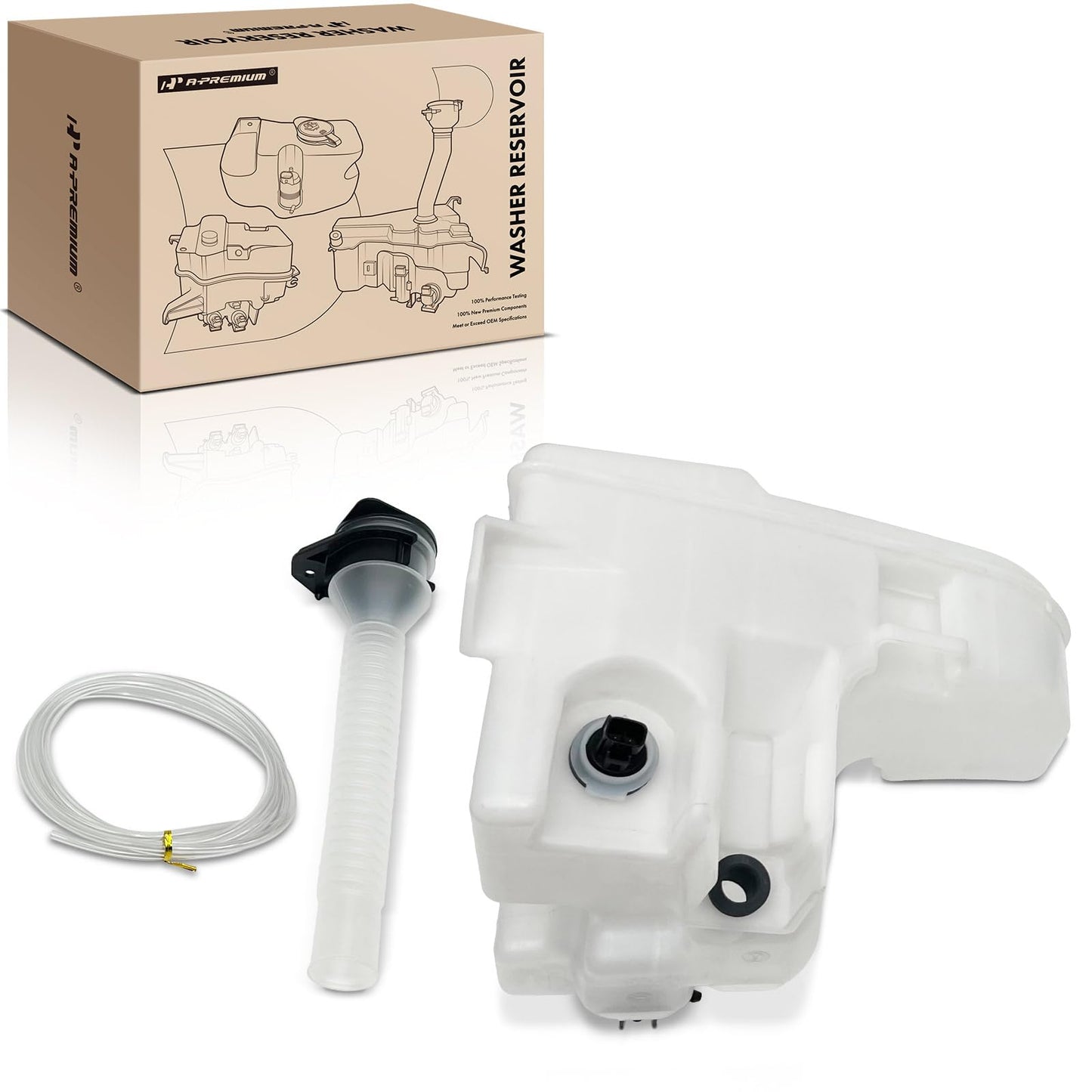 A-Premium Windshield Washer Reservoir Compatible with Select Lexus Models - IS250, IS350, IS F, GS300, GS350, GS430, GS450h, GS460, with (Washer Pump/Cap/Filler Neck/Hose/Bracket/Fluid Level Sensor)