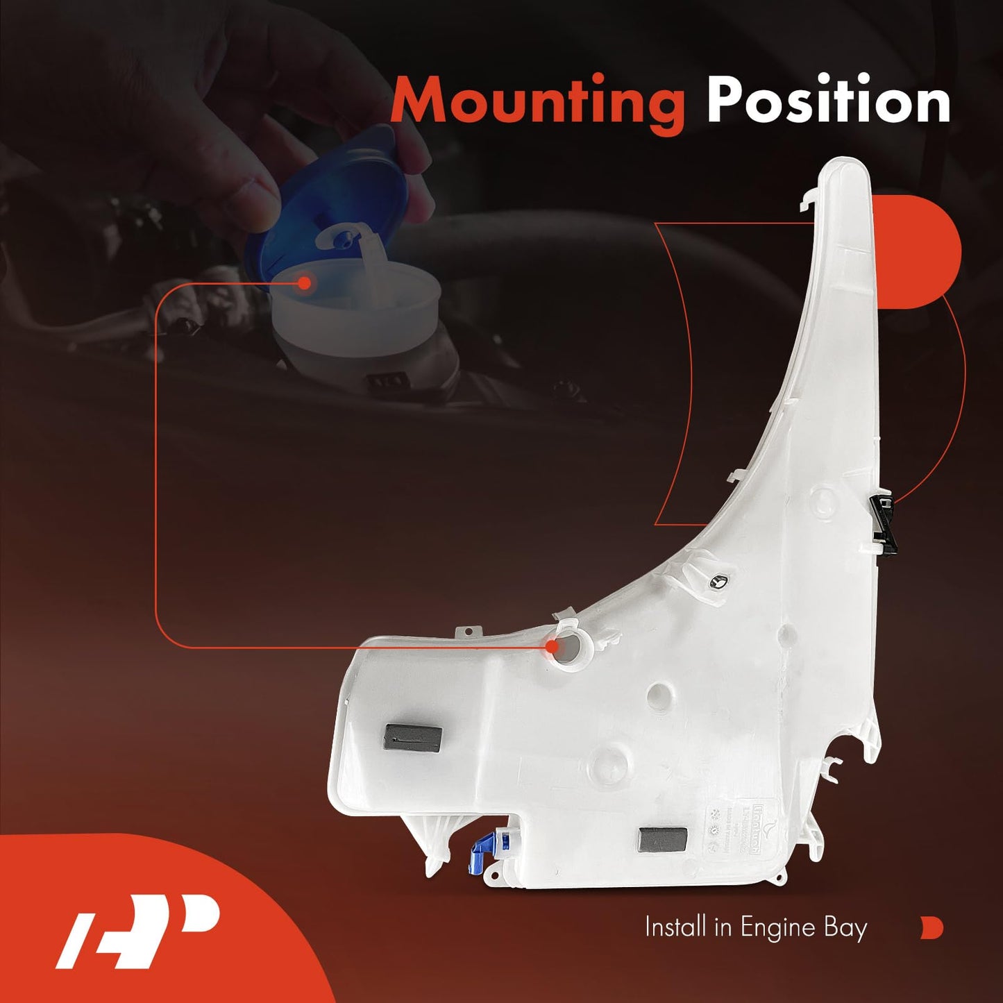 A-Premium Windshield Washer Reservoir Compatible with Select BMW Model -323i, 325i, 328i, 335i, 335d, 335i xDrive, 328xi, 128i, with (Washer Pump/Cap/Fluid Level Sensor/Filler Neck/Hose/Bracket)