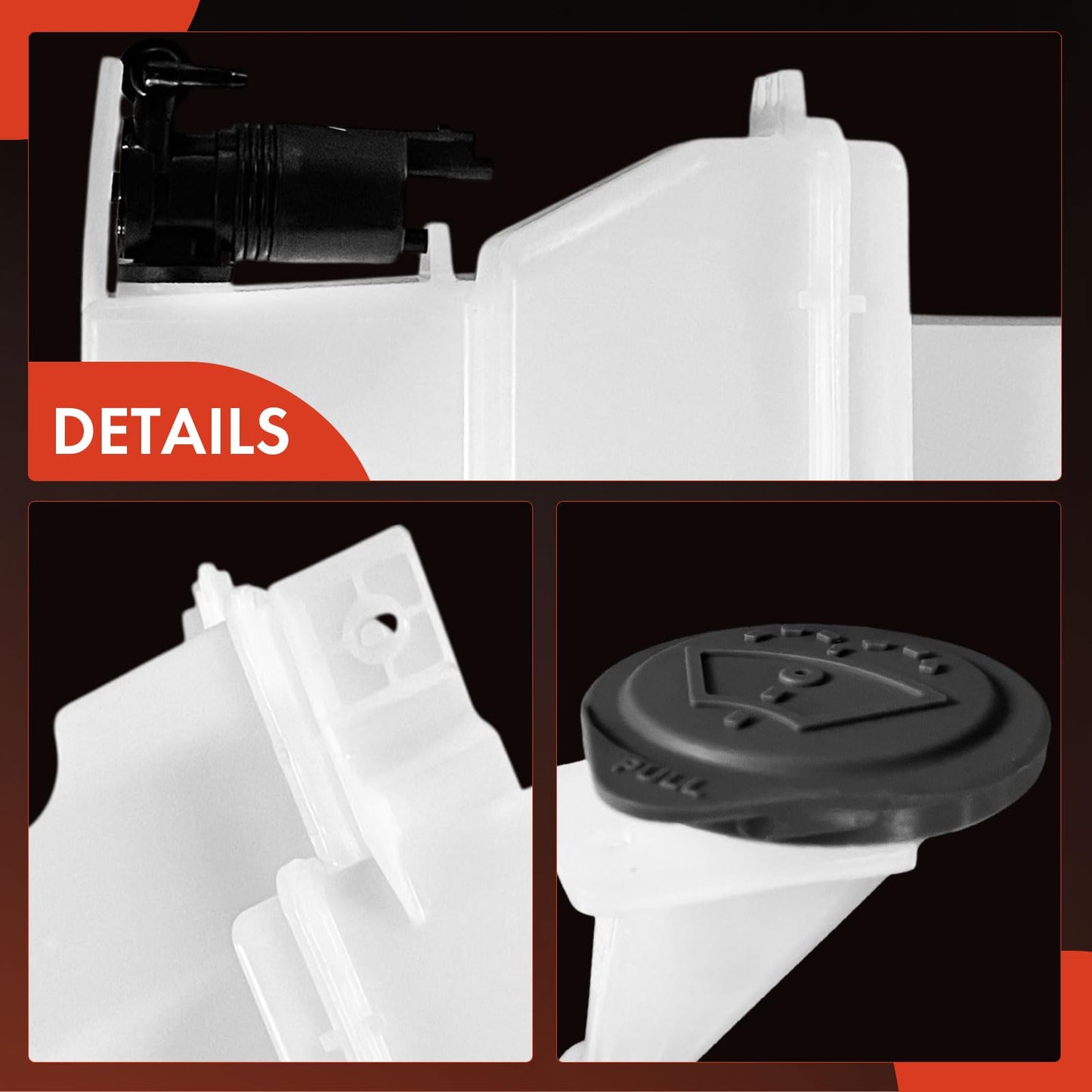 A-Premium Windshield Washer Reservoir Tank Assembly Compatible with Nissan Rogue 2021 2022 2023 - with Cap & Washer Pump & Filler Neck