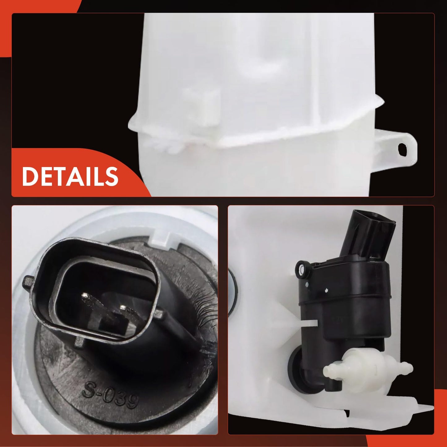 A-Premium Windshield Washer Reservoir Tank Assembly Compatible with Kia Telluride 2020 2021 2022 2023 2024 - with Cap & Fluid Level Sensor & Pump