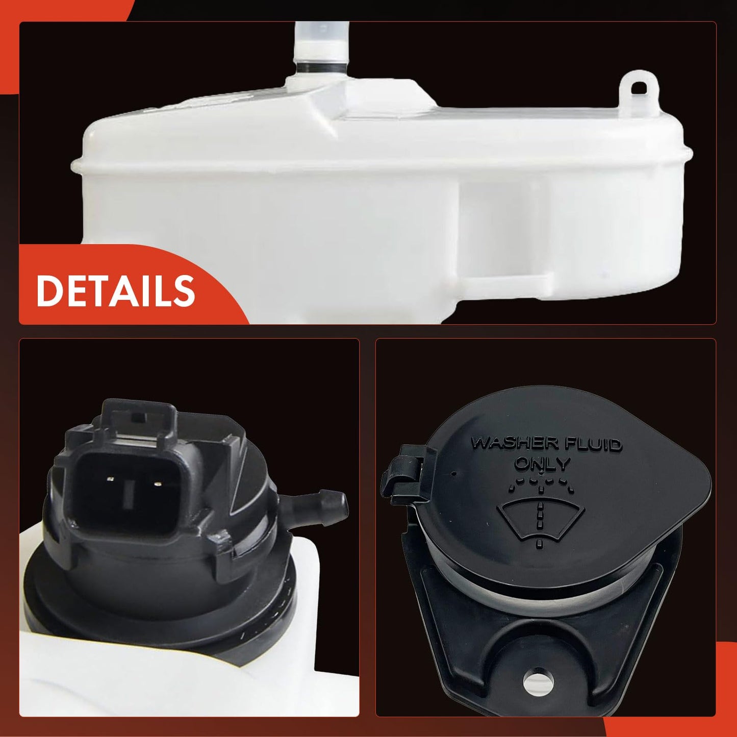 A-Premium Windshield Washer Reservoir Compatible with Select Lexus Models - IS250, IS350, IS F, GS300, GS350, GS430, GS450h, GS460, with (Washer Pump/Cap/Filler Neck/Hose/Bracket/Fluid Level Sensor)