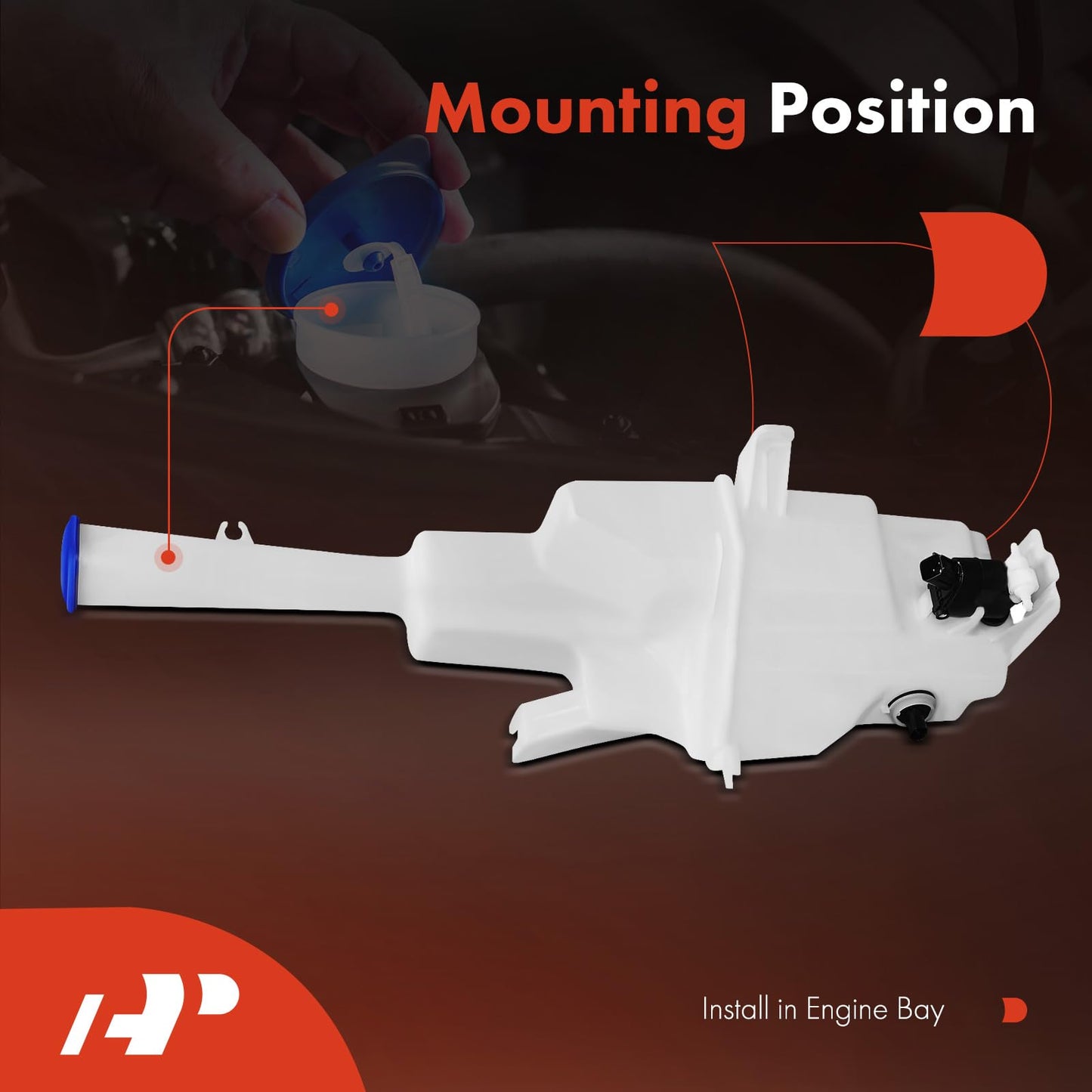 A-Premium Windshield Washer Reservoir Tank Assembly Compatible with Hyundai Santa Fe 2019-2020 - with Cap & Pump & Fluid Level Sensor