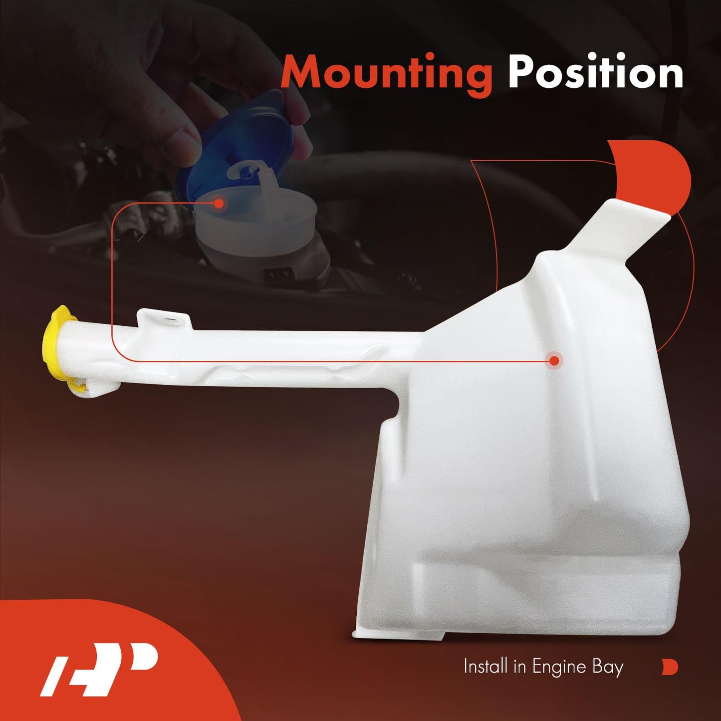 A-Premium Windshield Washer Reservoir Tank Assembly Compatible with Jeep WJ Series Grand Cherokee 2002 2003 2004 - with Cap & Washer Pump & Fluid Level Sensor