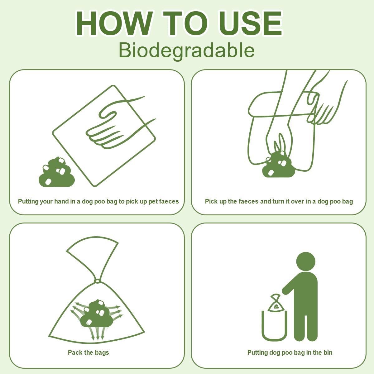 RMancipate Green Dog Poo Bags Lavender scent - 270 Large Biodegradable Poop Bags, Extra Thicken Strong Corn Starch Blended Compostable Leak Proof Poop Waste Bag for Dogs