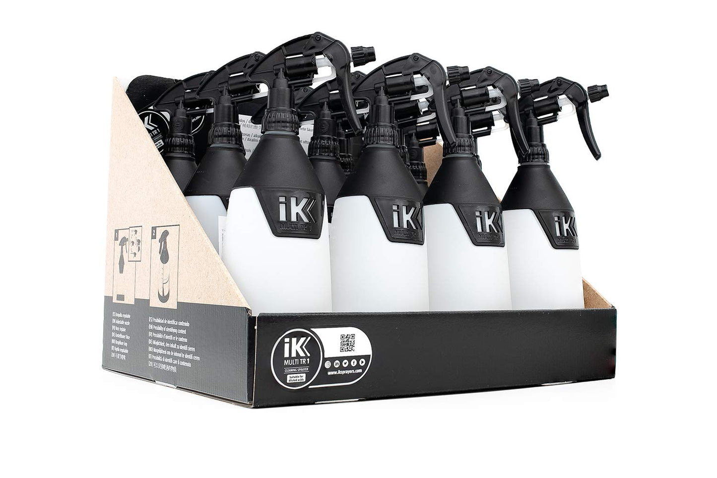 iK Goizper - Multi TR 1 Trigger Sprayer - Acid and Chemical Resistant, Commercial Grade, Adjustable Nozzle, Perfect for Automotive Detailing and Cleaning (Case of 12)