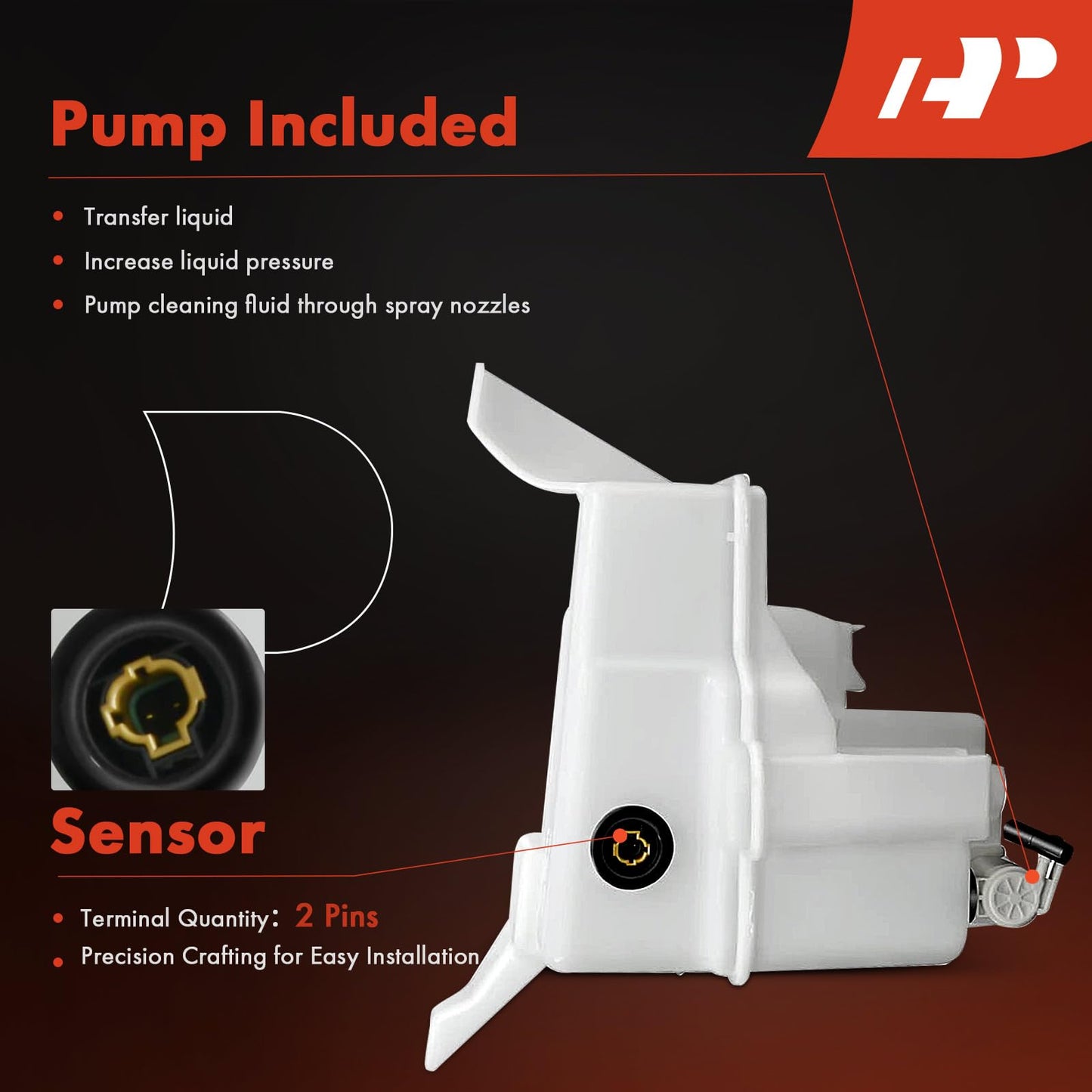 A-Premium Windshield Washer Fluid Reservoir Tank Assembly Compatible with Subaru Impreza 2014-2017, Crosstrek 2016-2017, XV Crosstrek 2014-2015 - with Pump & Cap & Sensor, Replace Part 86631FJ420