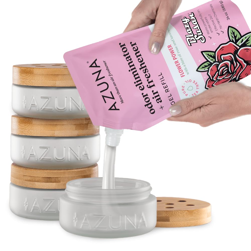 Azuna Air Freshener & Odor Eliminator Gel Room Kit - Flower Power, 4 room