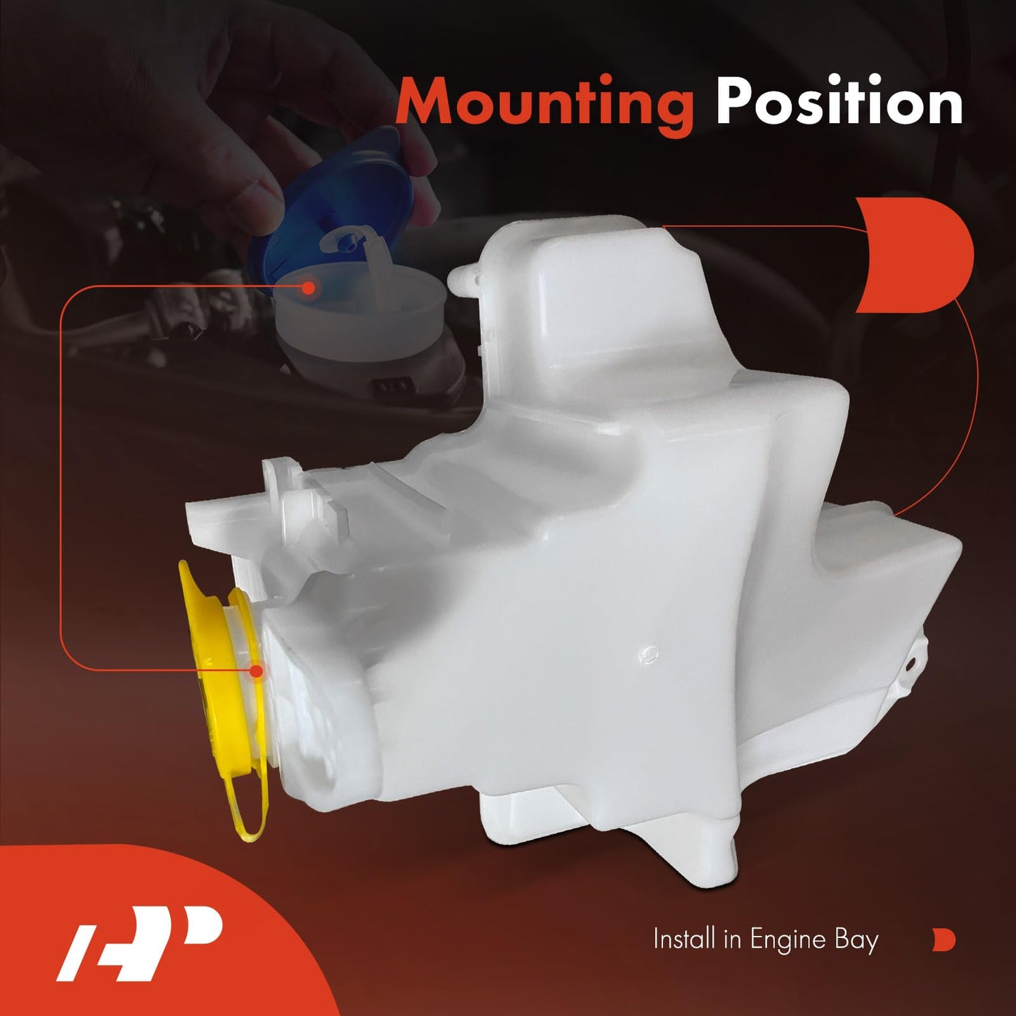 A-Premium Windshield Washer Reservoir Tank Assembly Compatible with Jeep JL Series Wrangler 2018-2024, JT Series Gladiator 2020-2023 - with Washer Pump & Cap & Fluid Level Sensor