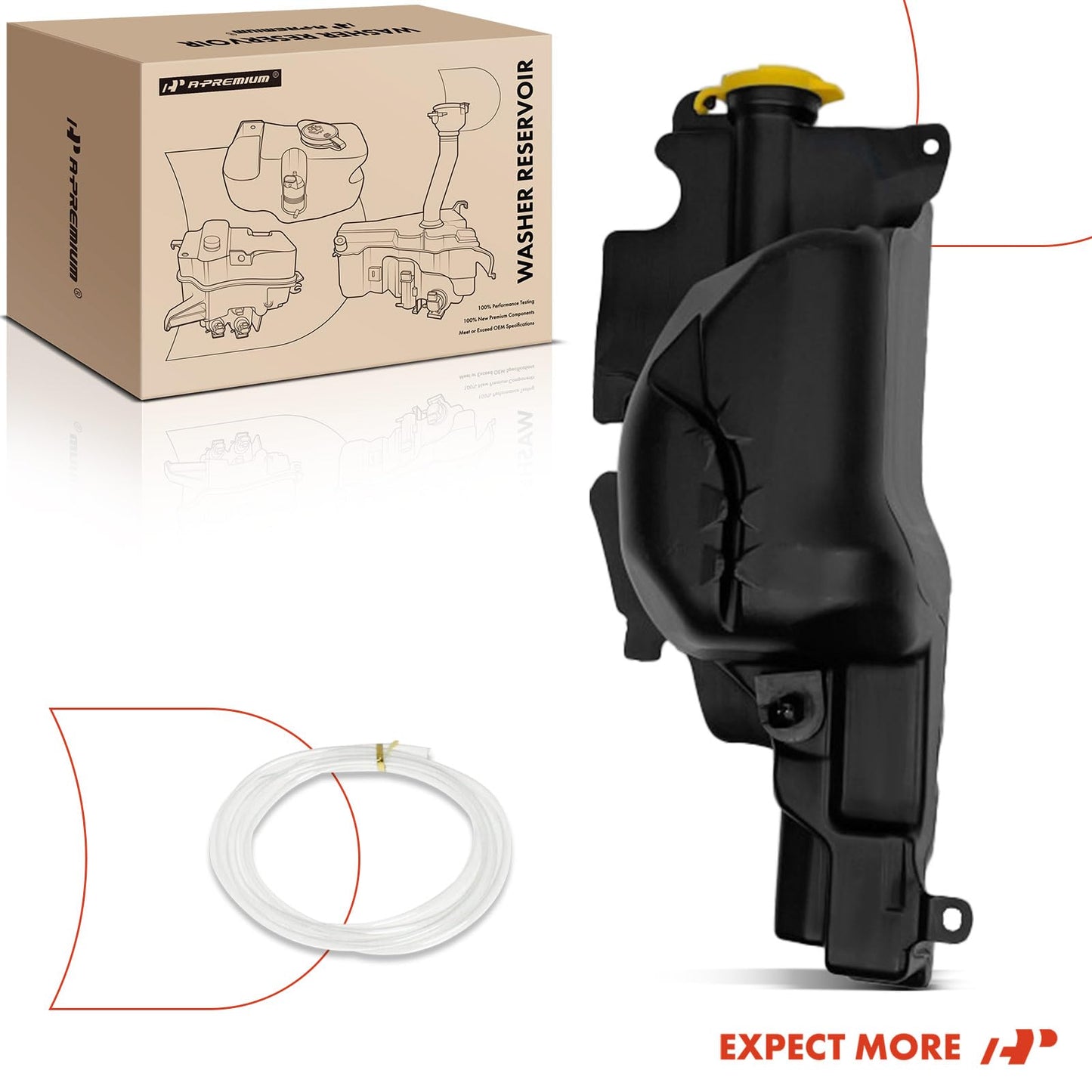 A-Premium Windshield Washer Reservoir Compatible with Select Dodge & Ram Models - 1500 2500 3500 2011-2018, Ram 1500 2500, with Cap/Washer Pump/Hose/Fluid Level Sensor/Bracket