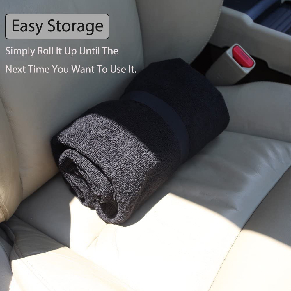 Waterproof Sweating Car Seat Cover for Post Gym Workout, Running, Swimming, Beach and Hiking, Universal Fit Non-Slip Towel Bucket Seat Protector for Cars SUV Trucks, Machine Washable (Black)