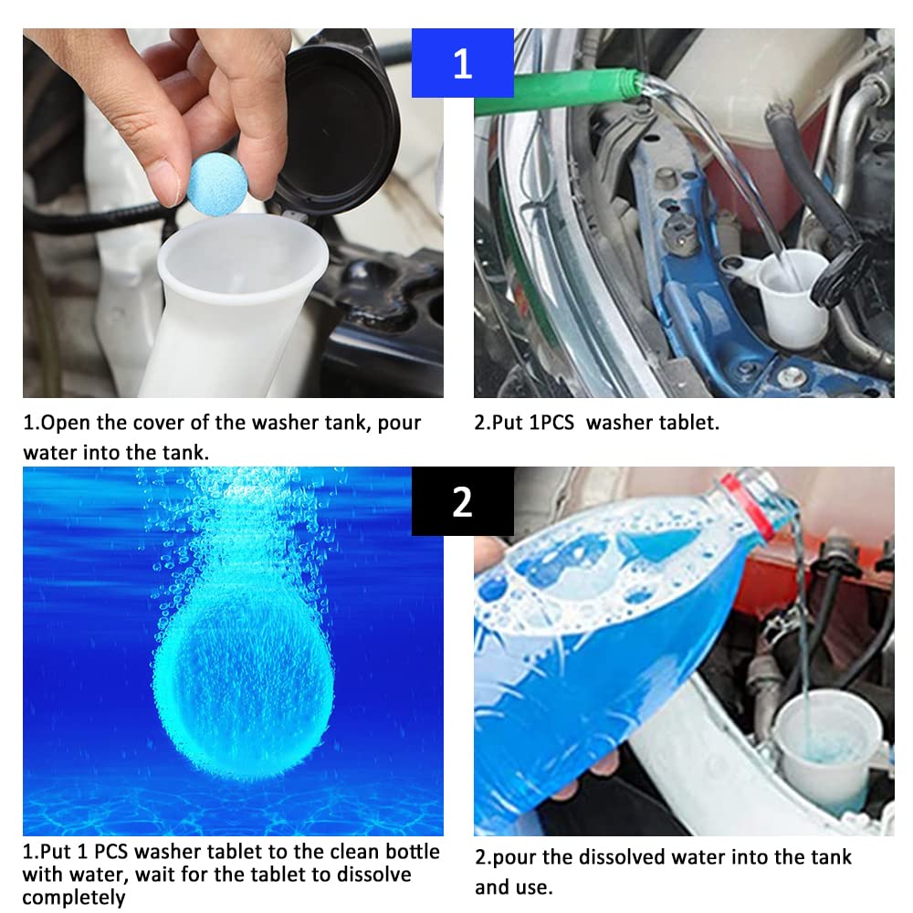 ASUBHA 50PCS Car Windshield Washer Fluid Tablets, Windshield Wipe Fluid, Windshield Washer Fluid Concentrate, Windshield Washer Solid Effervescent, Automotive Glass Cleaner Fit for Car Window Glass