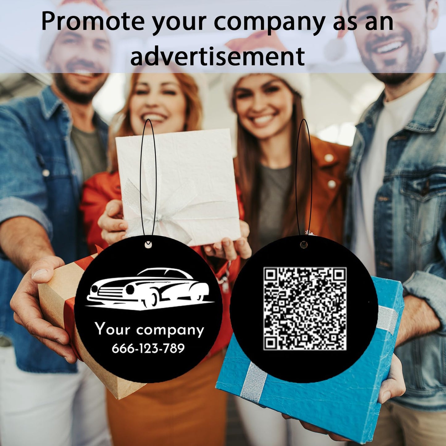 100Pcs Custom Logo Air Freshener for Car Bulk, Wholesale Personalized Double-Sided Car Air Fresheners, Custom Commercial Photo/Logo with Scents Freshener (100 Round)