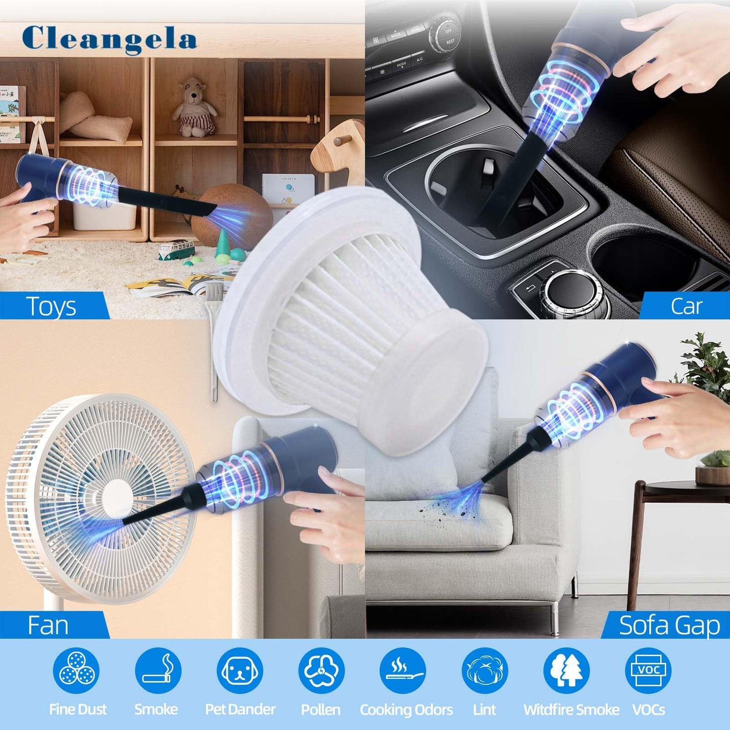 8 Pack lt-117c Multifunction Vacuum Cleaner Filter Replacement Compatible with KMM Handheld Car Vacuum Cleaner Filters, Model LT-117C, Washable Hepa Filter for Car, Home, Office, Pet