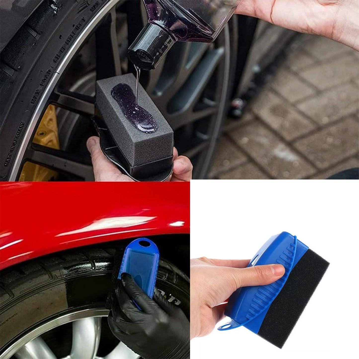 2PCS Tire Shine Applicator,Reusable Car Tire Shine Sponge Applicator with Lid,Foam Auto Tire Dressing Applicator for Waxing Polishing Cleaning,Tire Shine Applicator Brush,Wheel Brush for Car Detailing