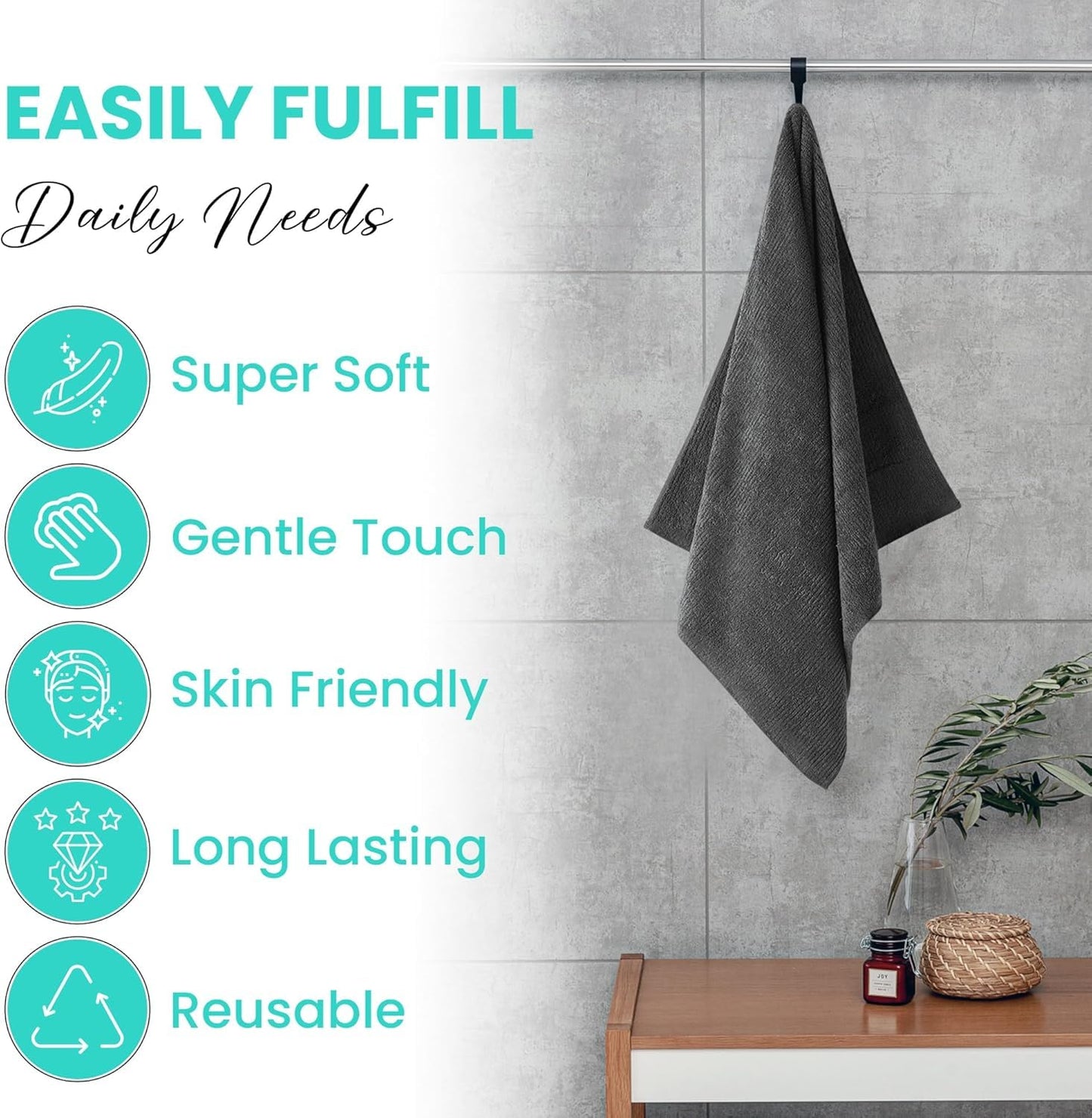 100 Dark Grey Towels | Just $1.8/Towel | Bleach Proof/Safe Bath & Bulk Hand Towels (40x20 Inches) | Light Weight Towels for Commercial Use | Quick Dry, Ultra-Soft Towel (100 Pcs Wholesale Pack)