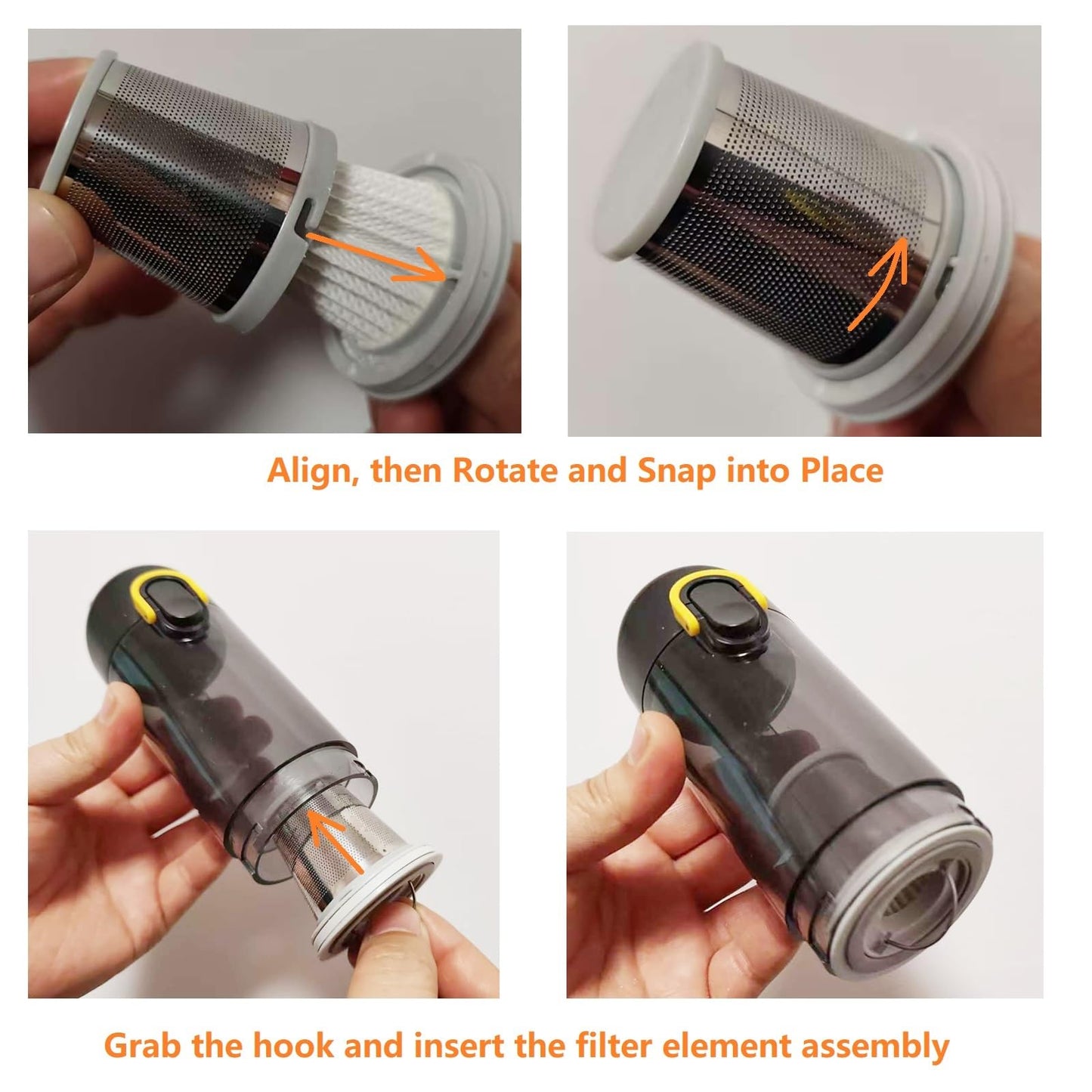 Filters Replacement Compatible with Fanttik Car Vacuum V8 Series(Fanttik V8 Apex & Slim V8 Mate Car Vac), 4pack Washable Hepa Filters and 1pack Stainless Steel Pre-filter