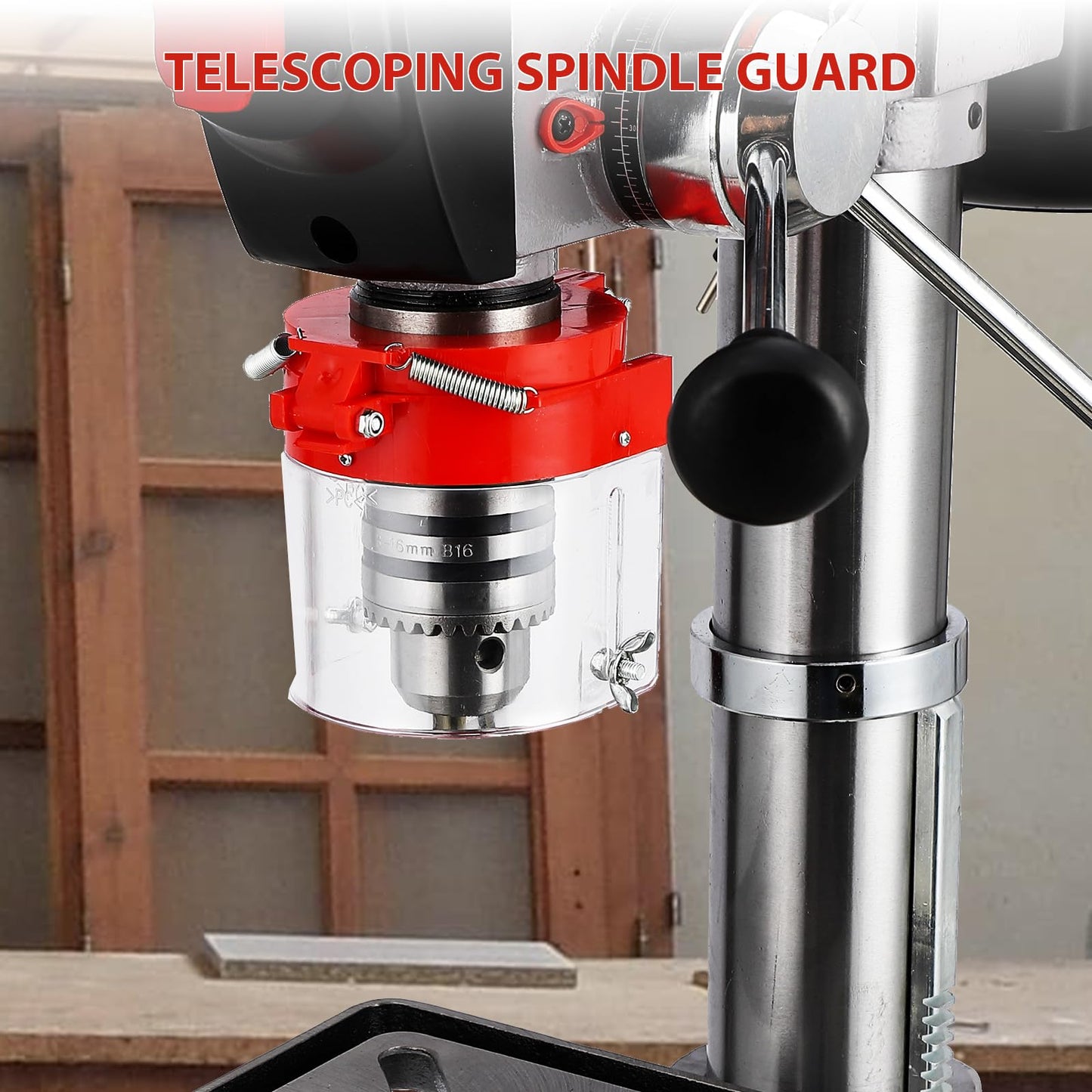 13 in Floor Drill Press, 7.5 Amp 120V, 288-3084 RPM Variable Speed Cast Iron Bench Drill Press, 0-45°Tilting Worktable, Tabletop Drilling Machine for Wood Metal