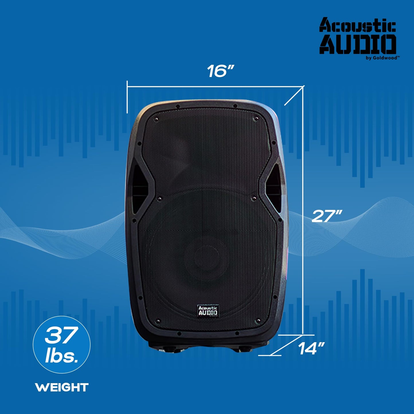 Acoustic Audio by Goldwood 1000W Bluetooth Speaker w/ Flashing LED, Large Plug-In PA System w/ Stand, Mic, & Remote for Karaoke, DJ, or Tailgate Party