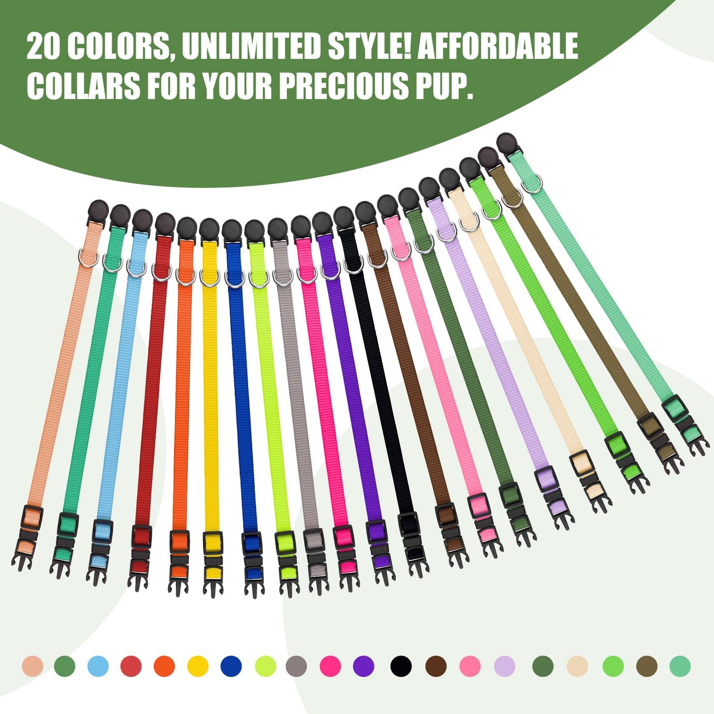 20 PCS Puppy Collars for Litter,Puppy Collars for Small Puppies,Nylon Breakaway ID Collar Whelping Litter Collars(S)