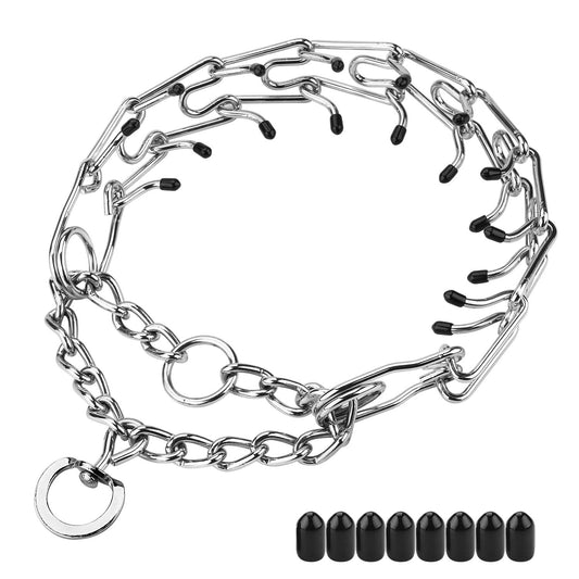 Aheasoun Prong Collars for Dogs, No Pull Dog Collar, Dog Training Collar for Large Medium Small Dogs, Stainless Steel Adjustable with Comfort Rubber Tips (Large, 4.0mm, 23.6-Inch)