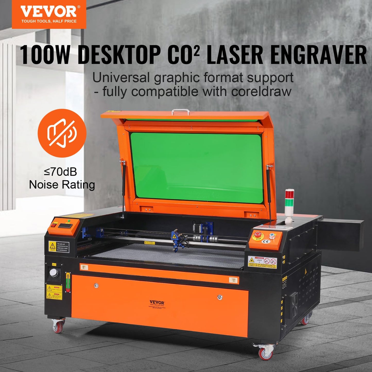 VEVOR 100W CO2 Laser Engraver, 24 x 35 in, 19.7 IPS Laser Cutter Machine with 2-Way Pass Air Assist, Compatible with LightBurn, CorelDRAW, AutoCAD, Windows, Mac OS, Linux, for Wood Acrylic Fabric More